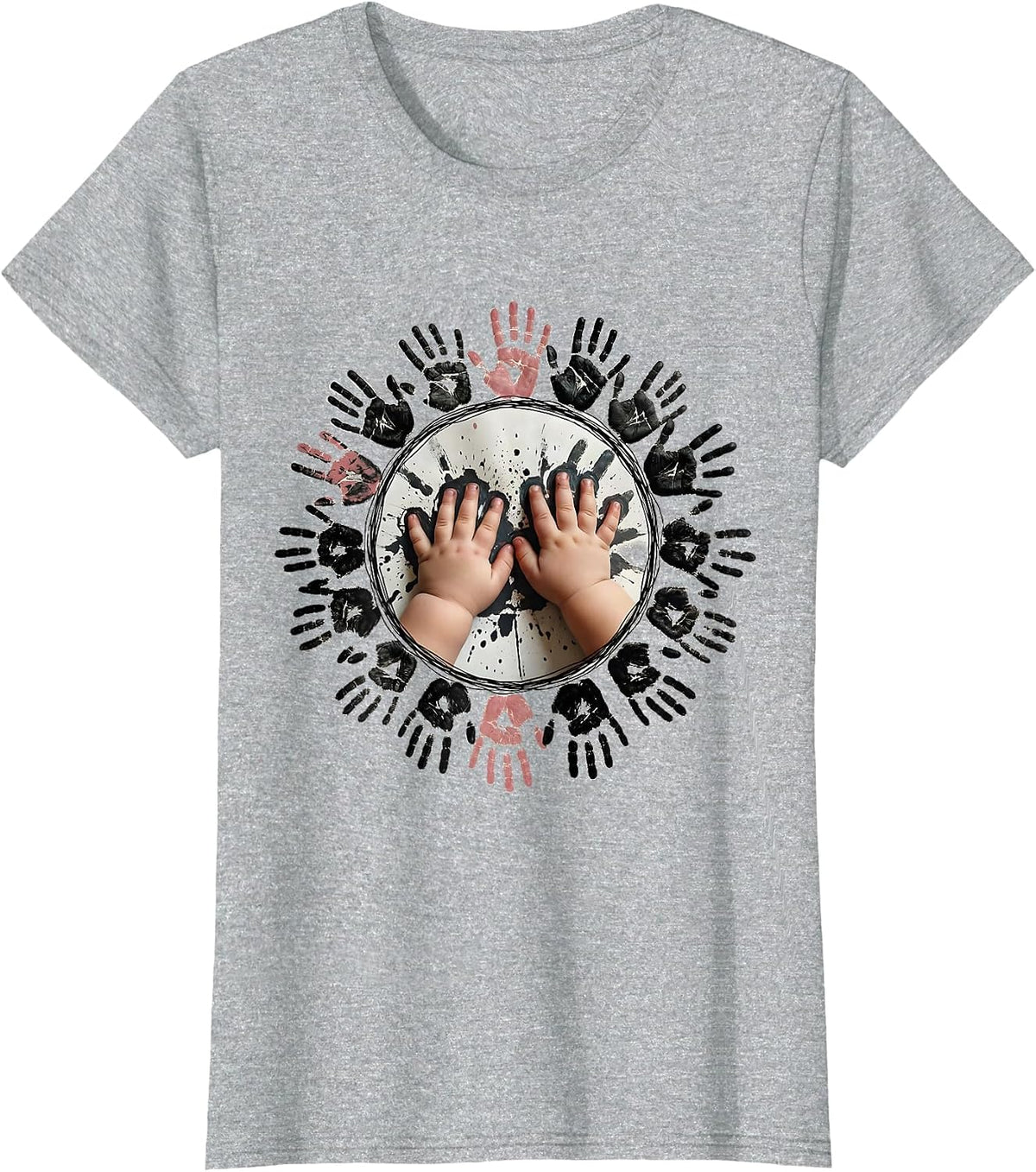 Kindergarten Teacher Little Handprints Art Design T-Shirt - Heather Grey