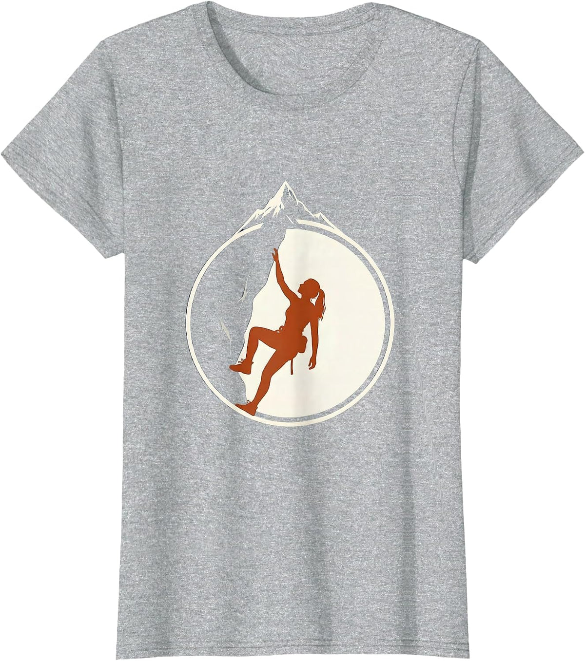 Do It Lady Woman Rock Climber Summit Graphic T-Shirt - Heather Grey