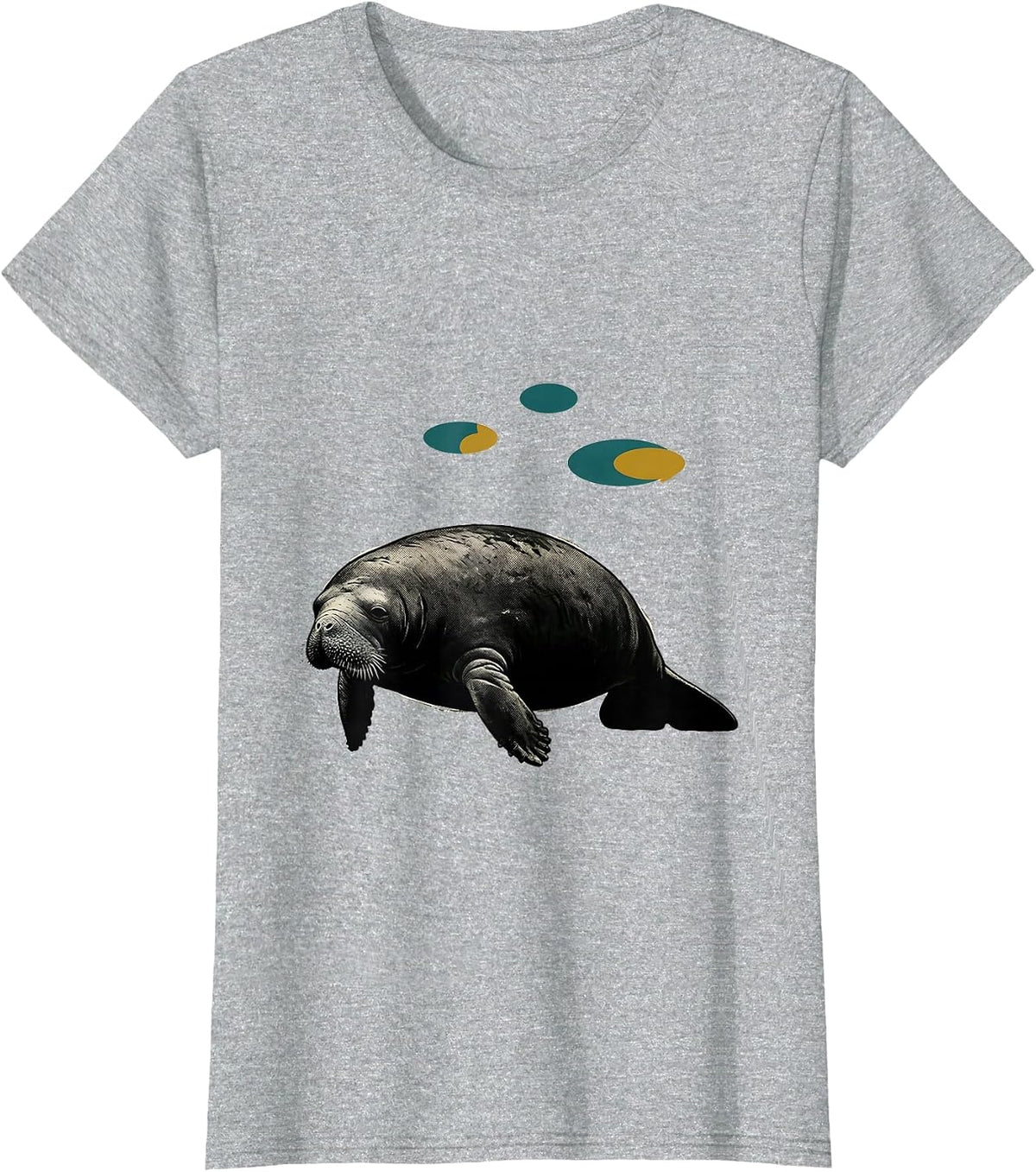Manatee Silhouette Midcentury Modern Animal Lover Humor T-Shirt - Heather Grey