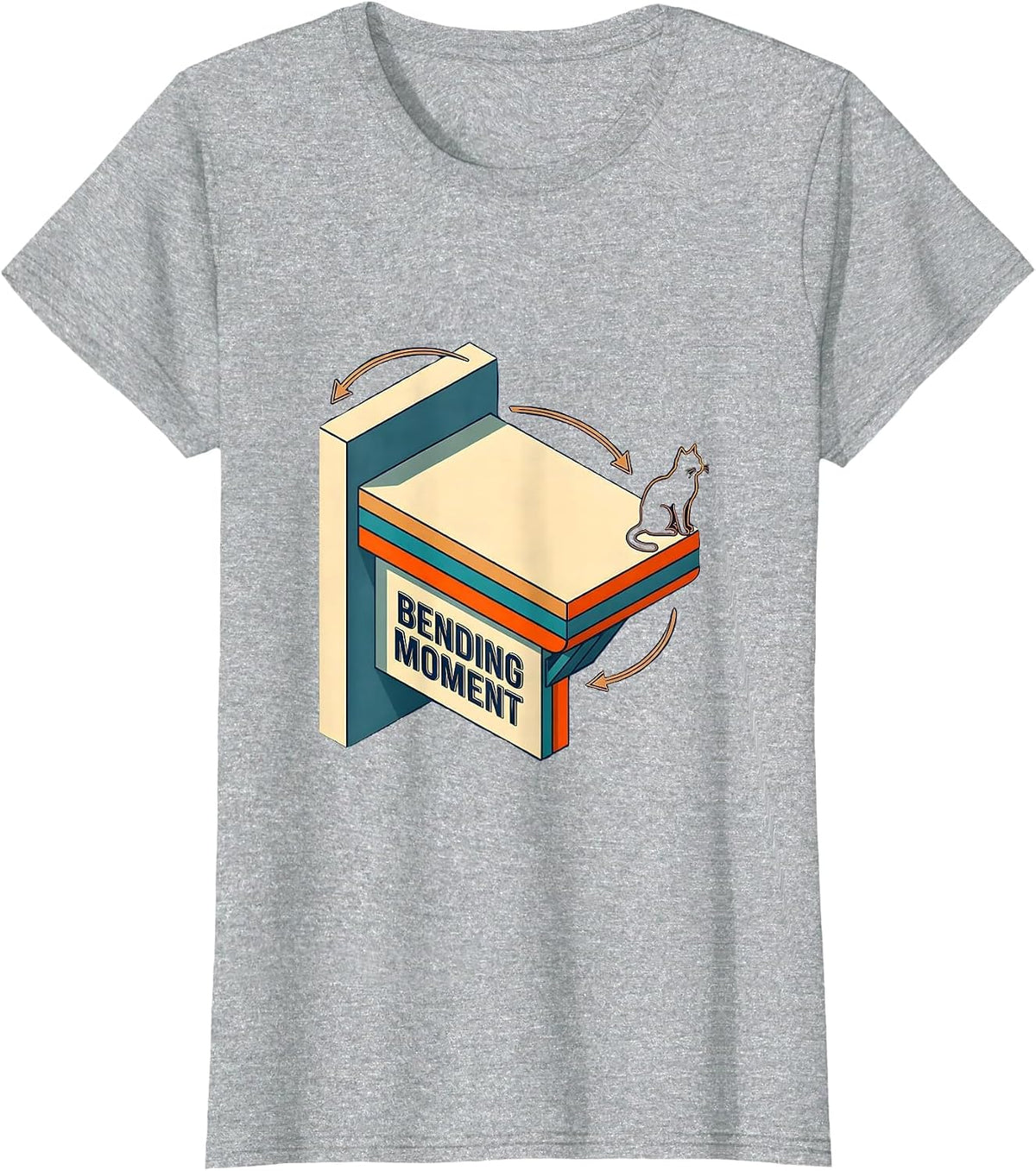 Women's Bending Moment Funny Cat Physics Humor Design Cat Lover T-Shirt - Heather Grey