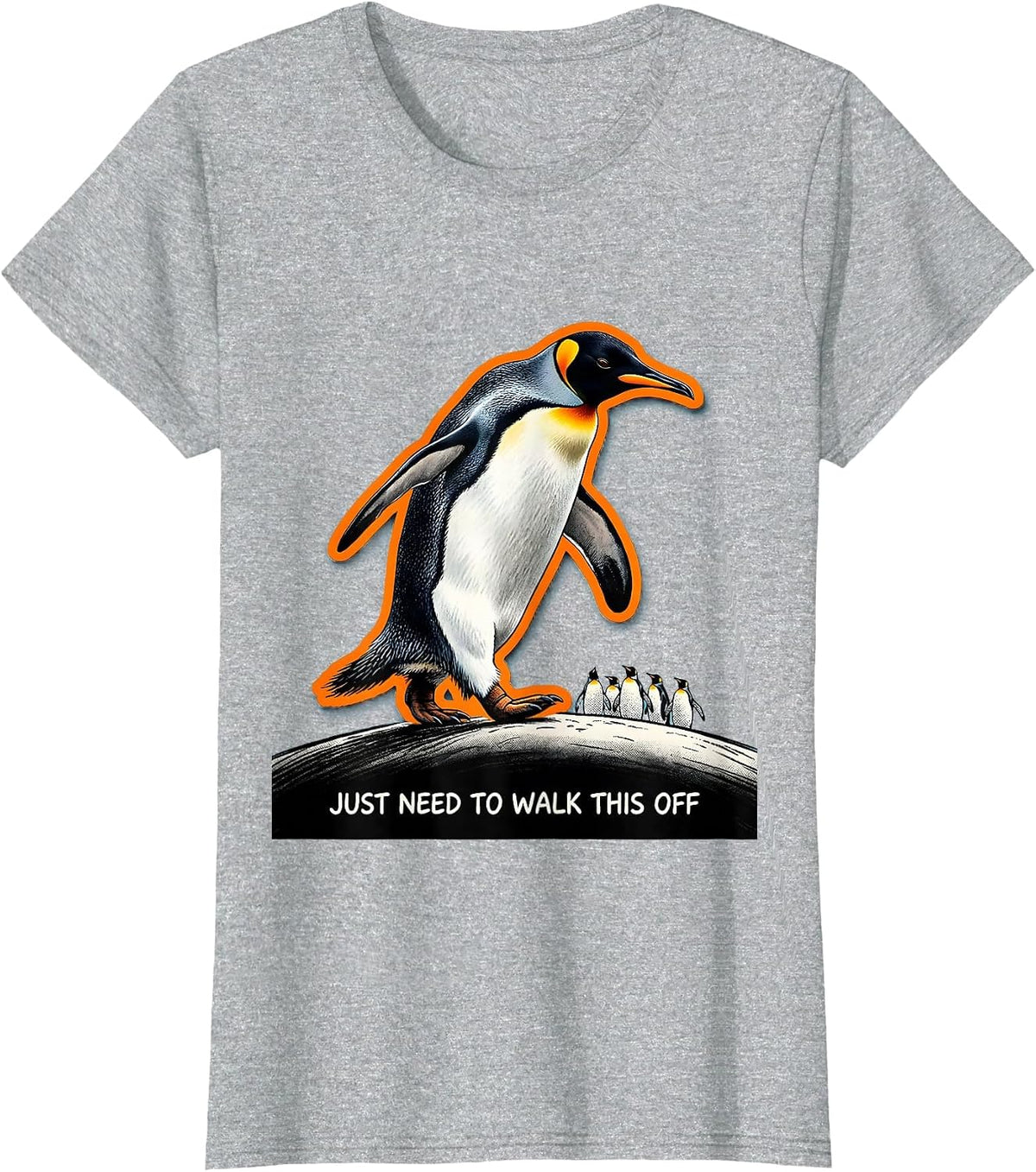 Women's Just Need To Walk This Off Funny Penguin Lover Humor T-Shirt - Heather Grey
