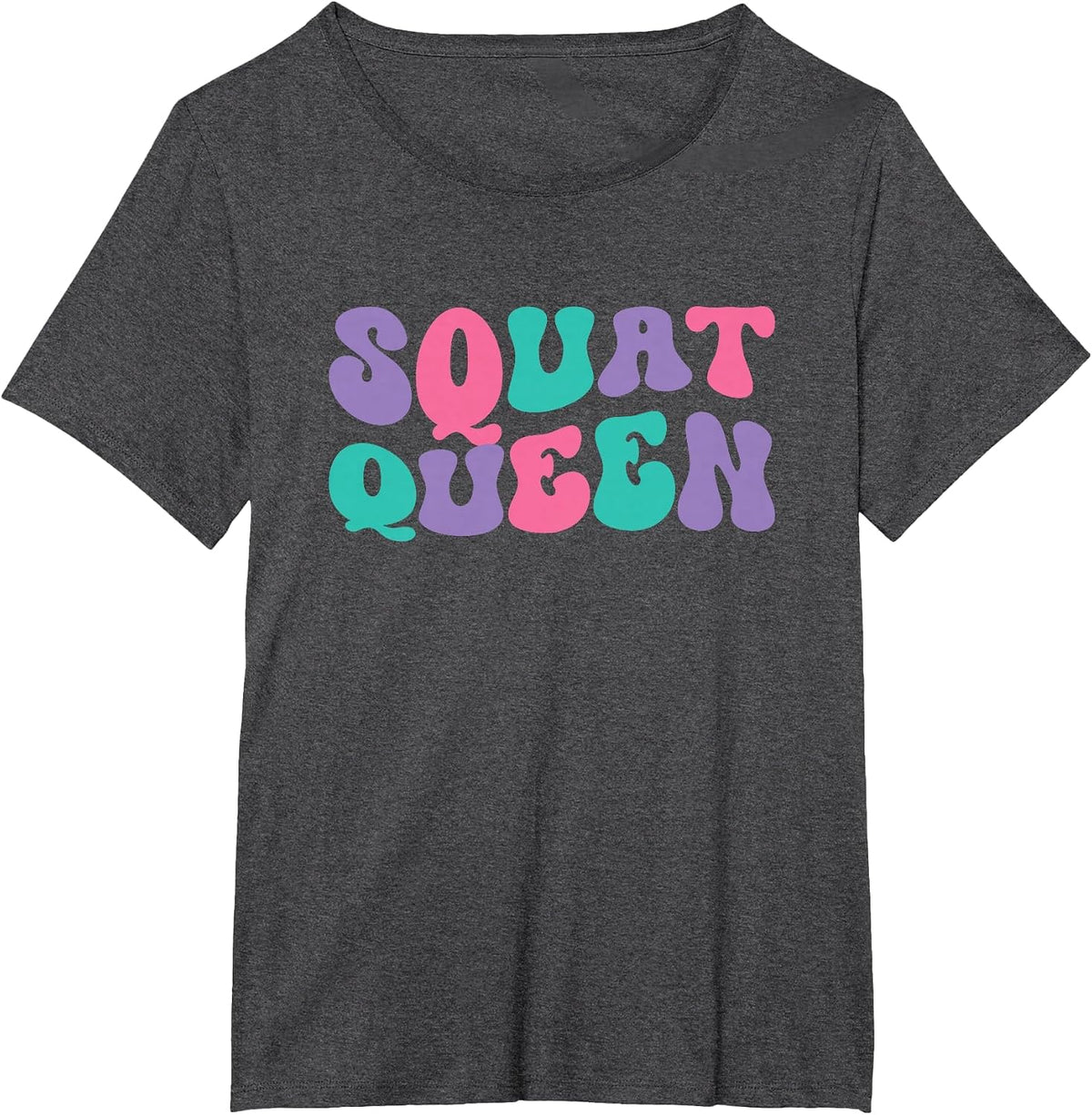 Squat Queen Womens Weightlifting Retro Vintage Wavy Groovy T-Shirt - Dark Heather Grey