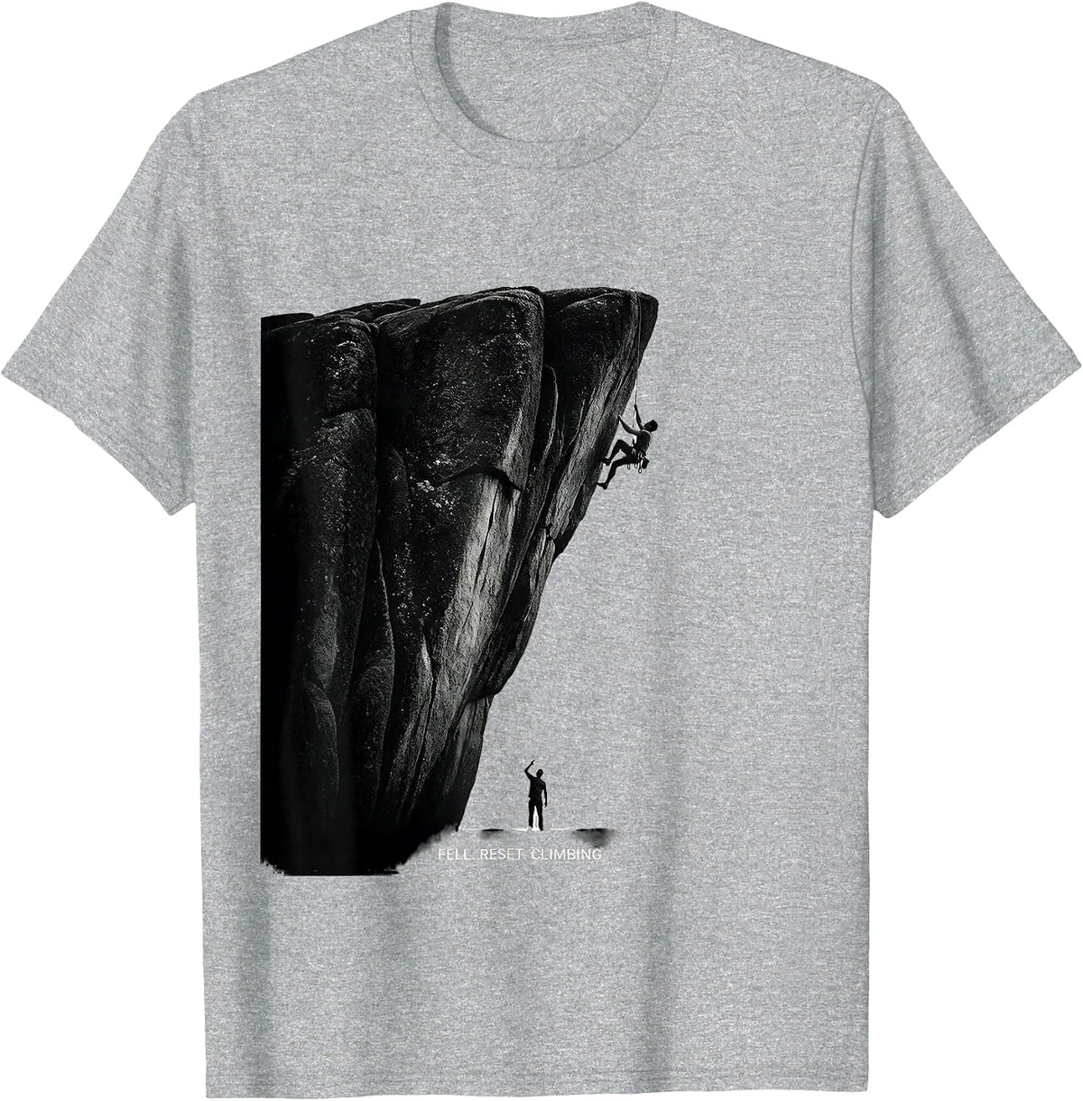 Men's Fell. Reset. Climbing Funny Rock Climber Bouldering Humor T-Shirt - Heather Grey