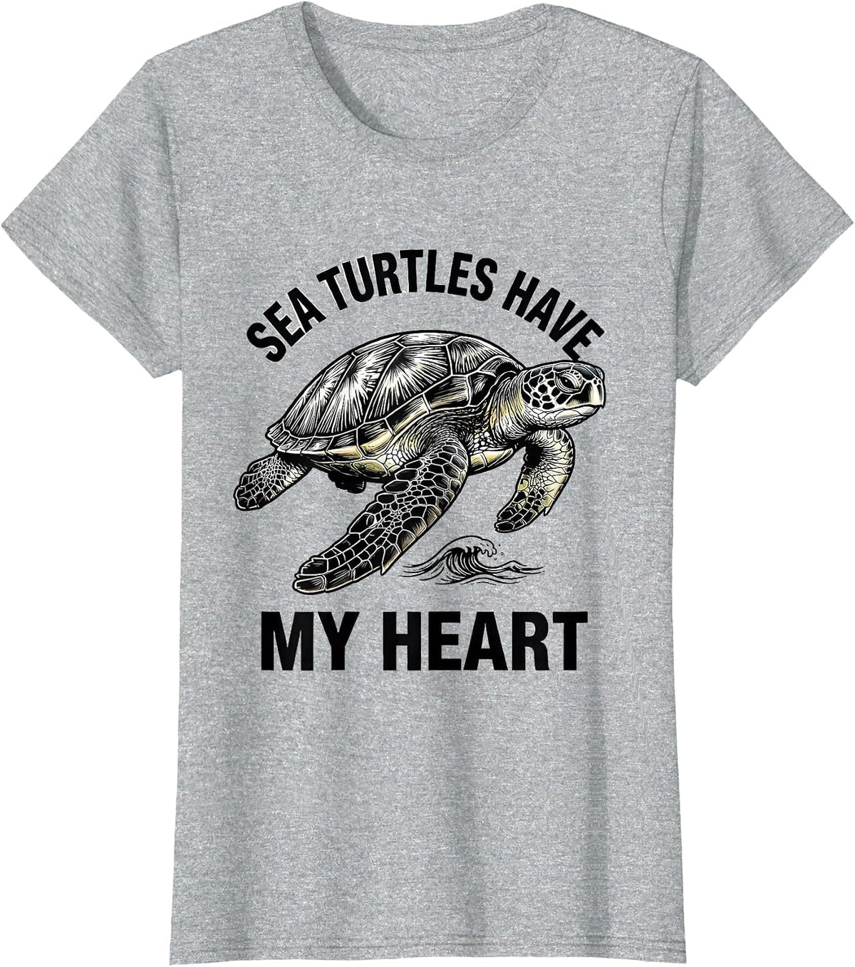Women's Sea Turtles Have My Heart Ocean Animal Lover Beach Casual T-Shirt - Heather Grey
