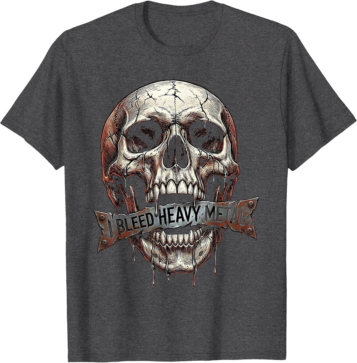 I Bleed Heavy Metal Music Fan Design T-Shirt - Dark Heather Grey