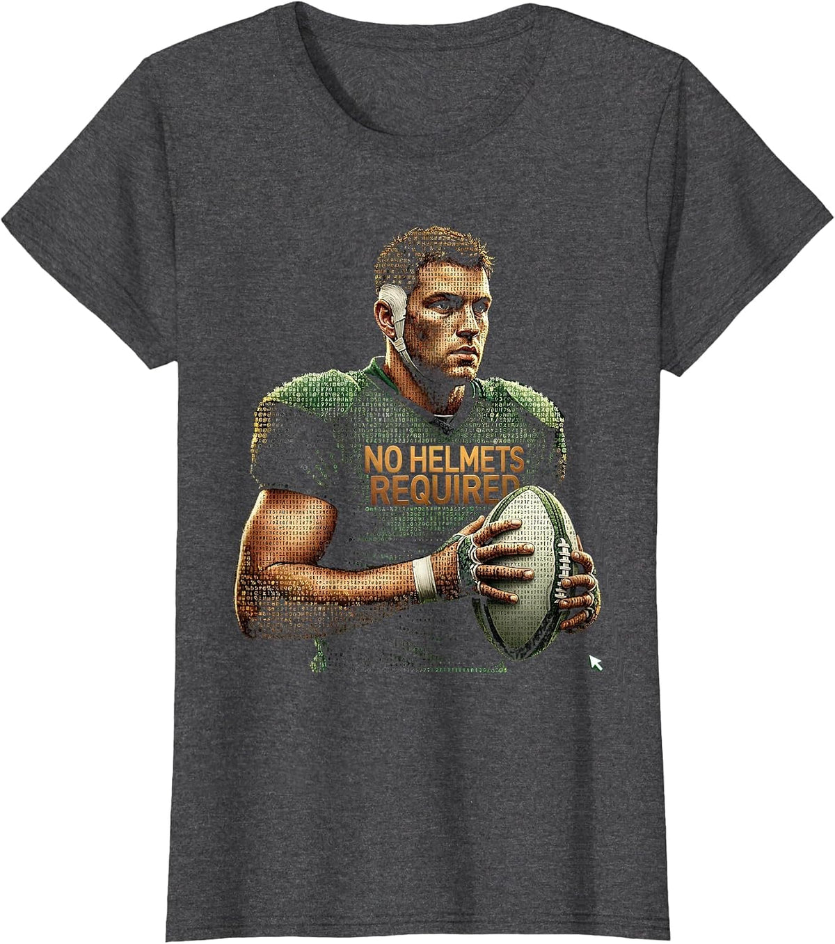 Women's No Helmets Required Ascii Terminal Art South African Rugby T-Shirt - Dark Heather Grey