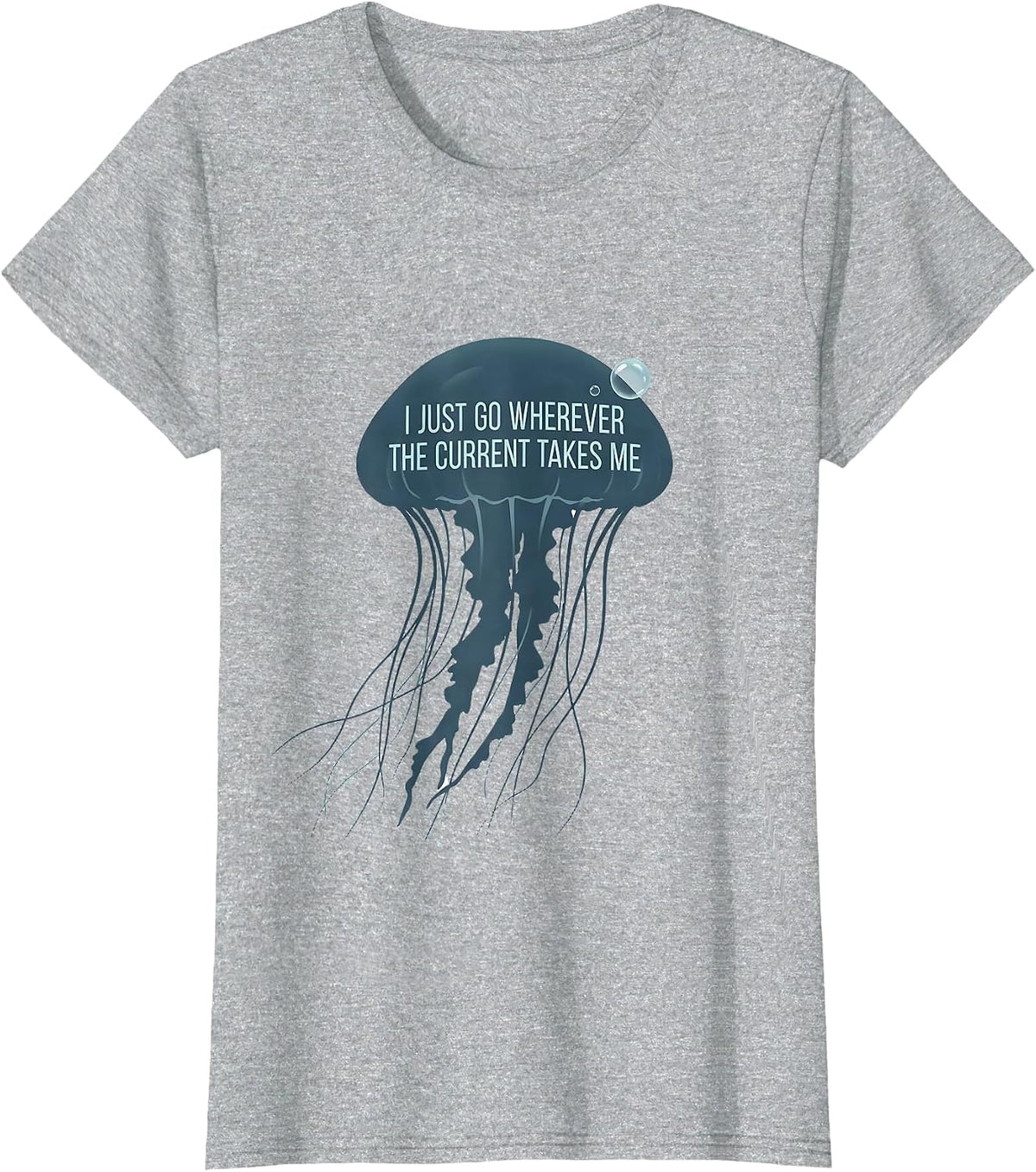 I Just Go Wherever The Current Takes Me Funny Shark Lover T-Shirt - Heather Grey