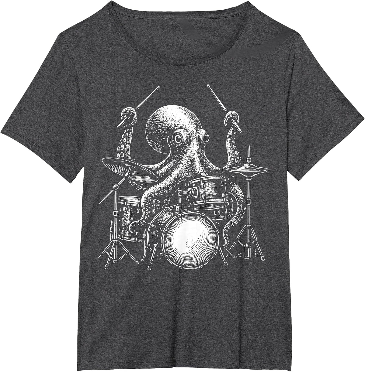 Octopus Drummer T-Shirt - Dark Heather Grey