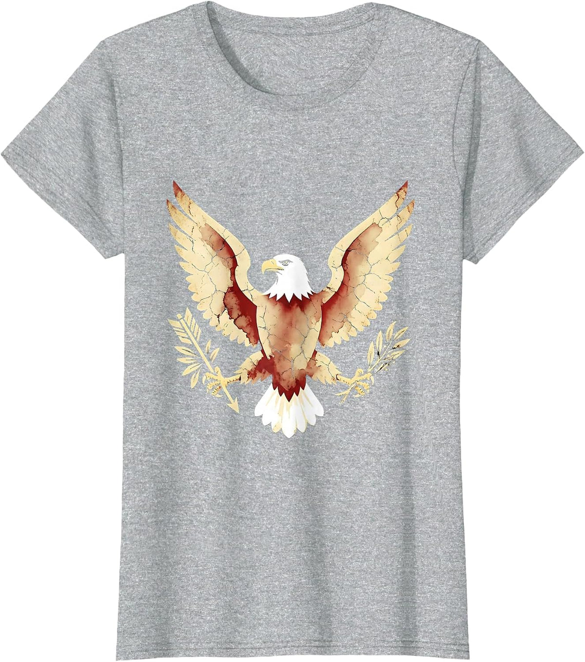 God Bless America Bald Eagle Patriotic Graphic T-Shirt - Heather Grey