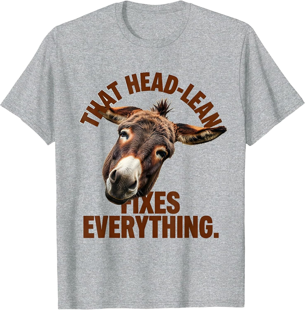 Men's That Head-Lean Fixes Everything Funny Donkey Animal Lover T-Shirt - Heather Grey