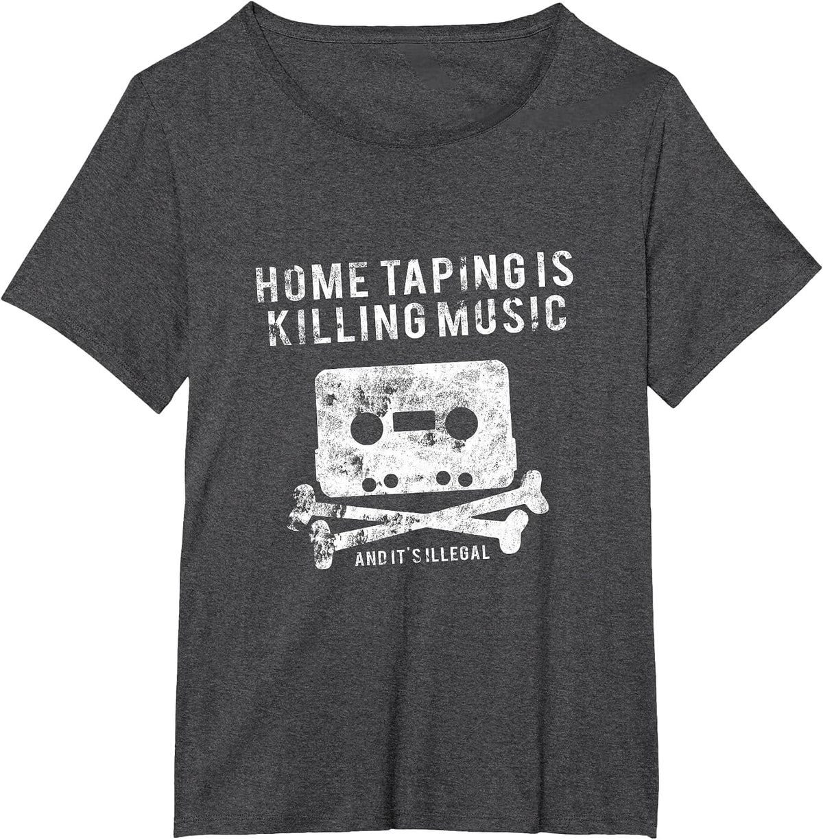 Home Taping is Killing Music - Funny Music Industry T-Shirt T-Shirt - Dark Heather Grey