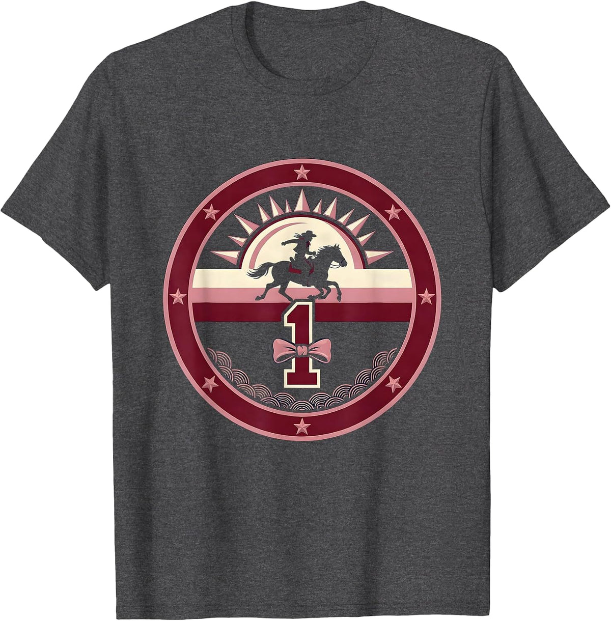 Cowgirl Silhouette Riding Into The Setting Sun T-Shirt - Dark Heather Grey