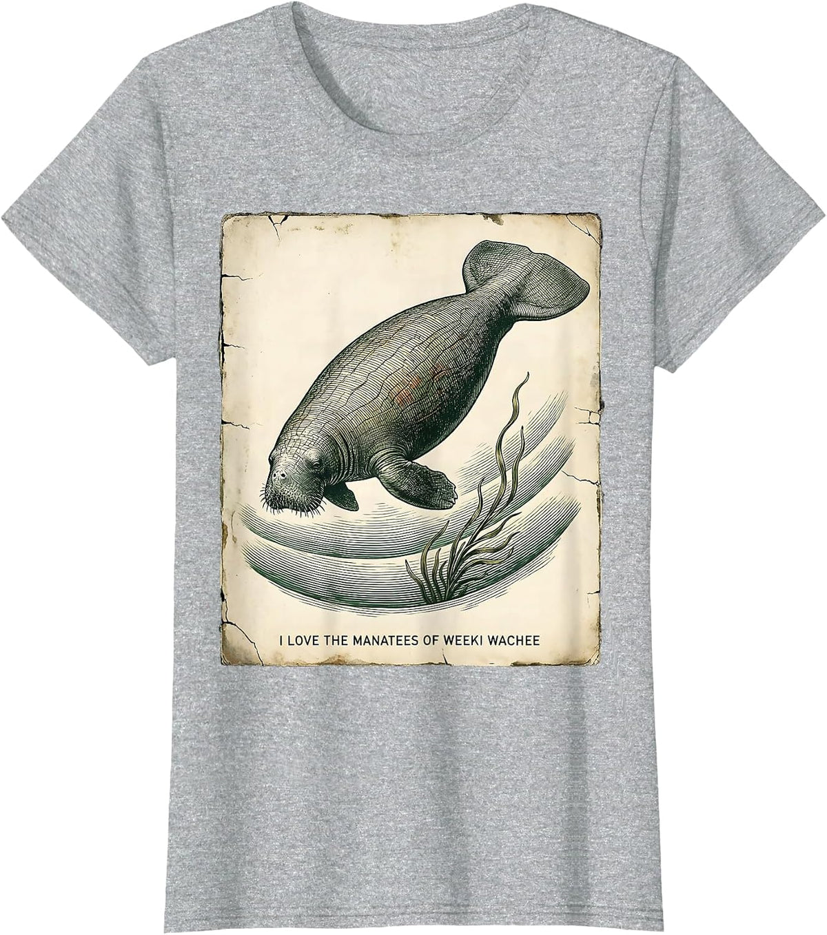 Women's I Love The Manatees Of Weeki Wachee Vintage Florida Wildlife T-Shirt - Heather Grey