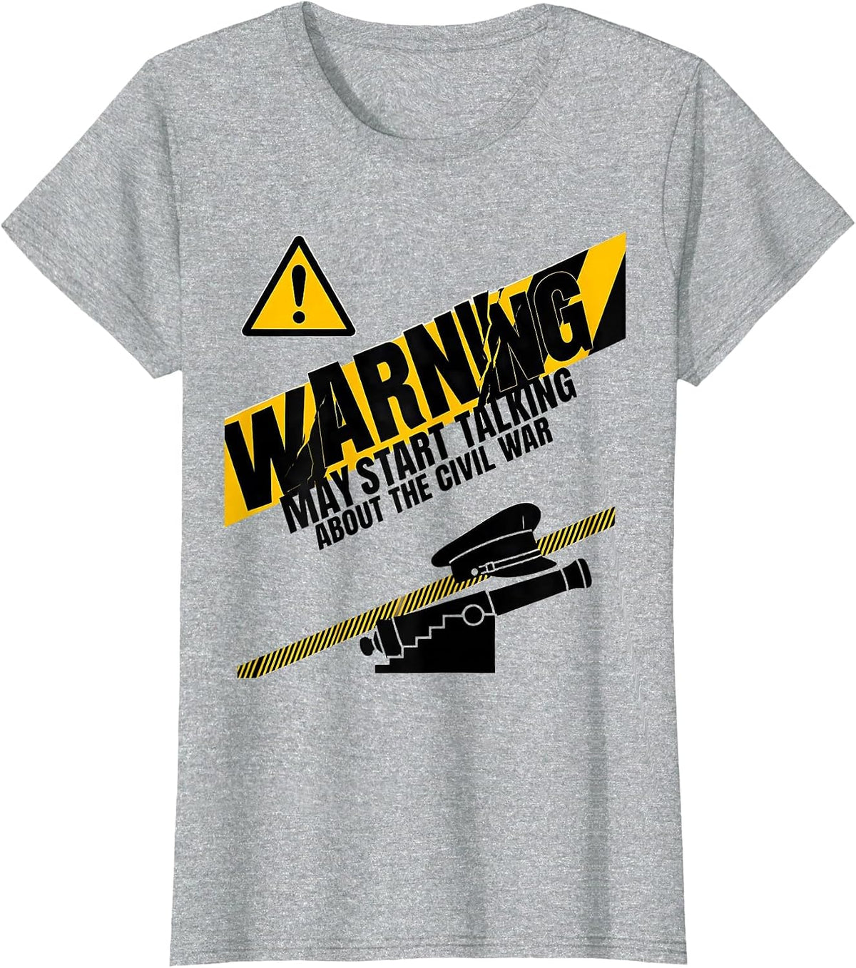 Warning May Start Talking About The Civil War Funny History T-Shirt - Heather Grey