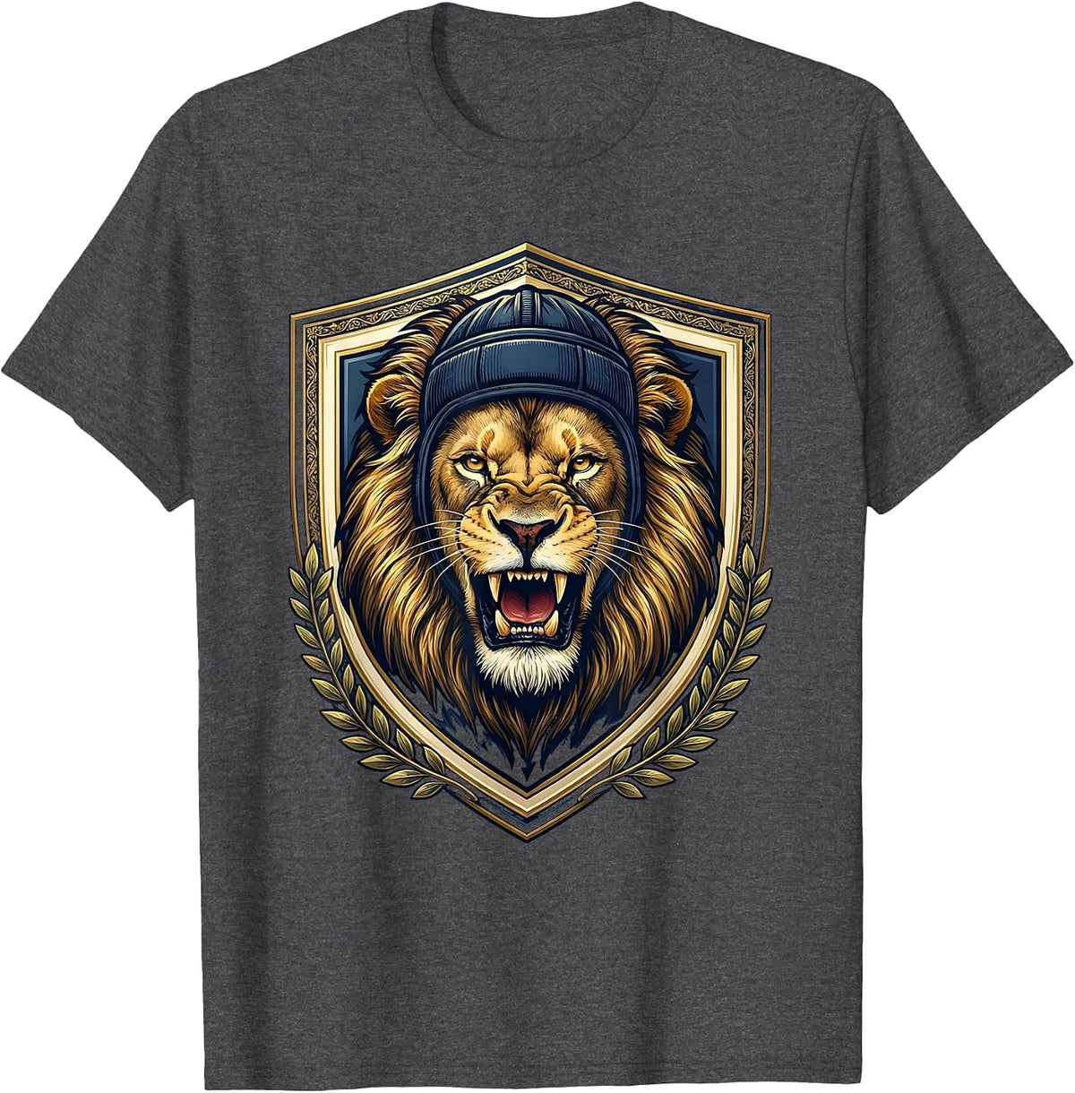 Fierce Lioness Rugby Headgear Snarl Graphic T-Shirt - Dark Heather Grey