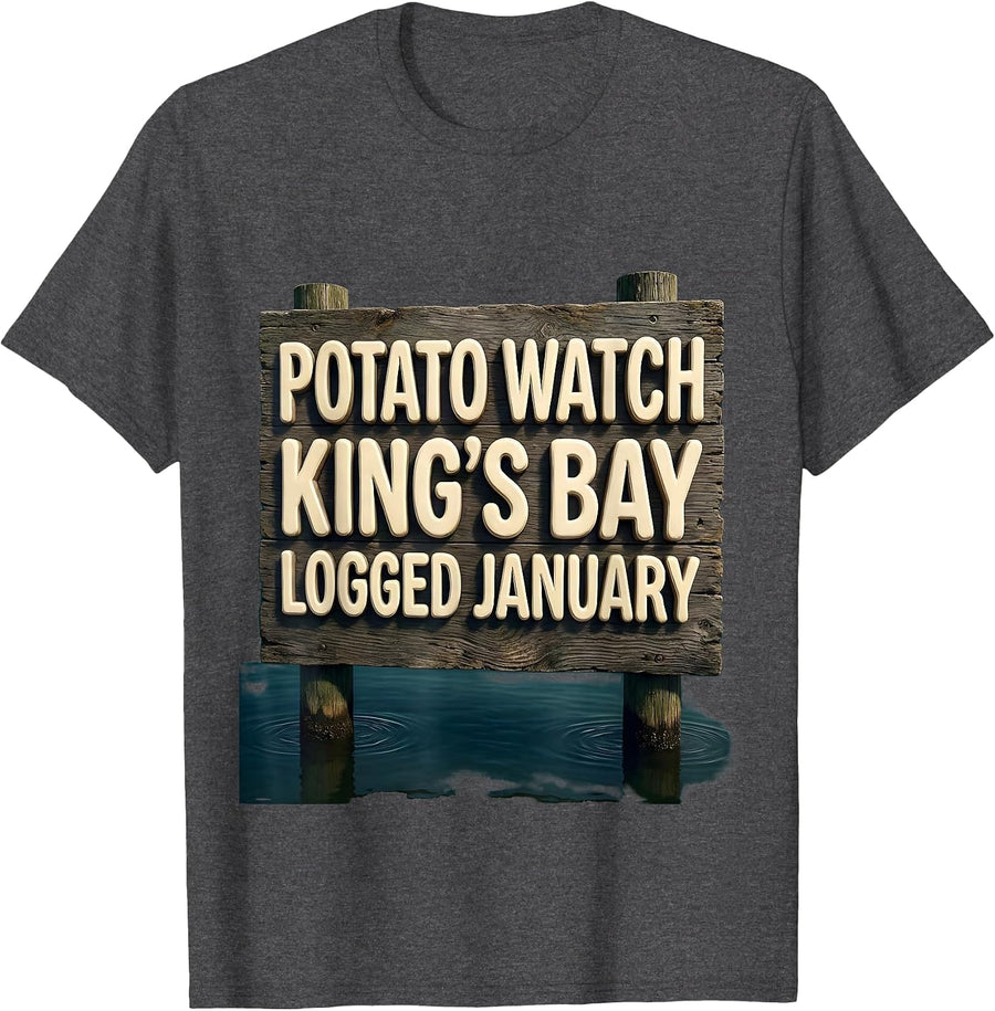 Potato Watch King's Bay Manatee Lover Humor T-Shirt - Dark Heather Grey