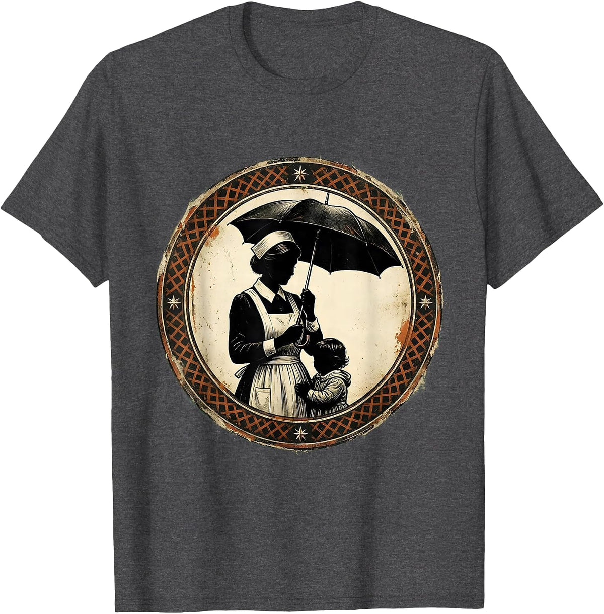 Pediatric Nurse Umbrella Protection Illustration T-Shirt - Dark Heather Grey