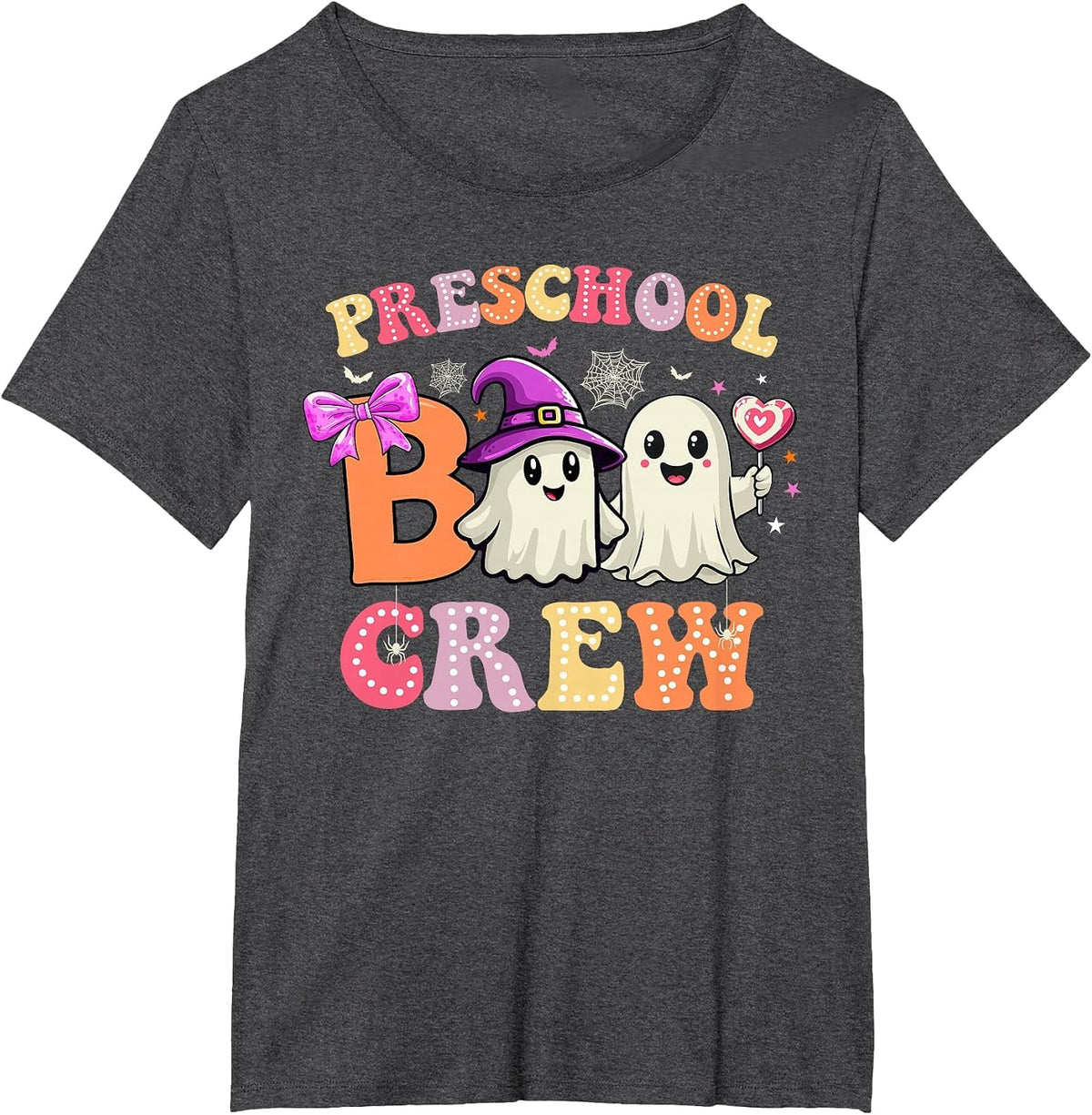 Groovy Preschool Boo Crew Preschool Halloween Teacher Kids T-Shirt - Dark Heather Grey