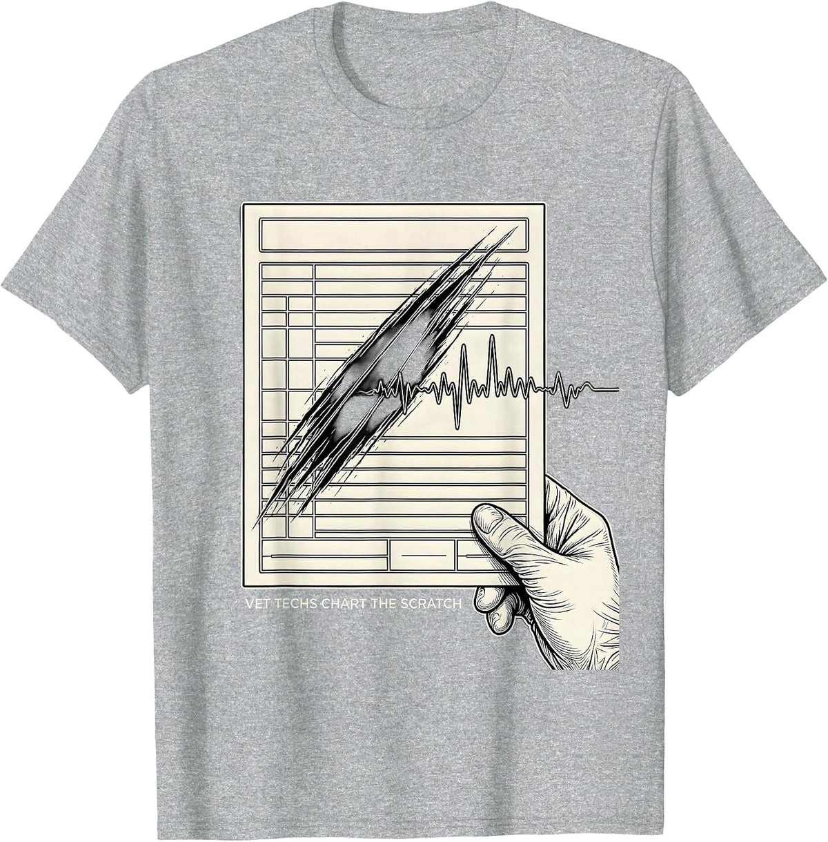 Men's Vet Techs Chart The Scratch Funny Veterinary Technician T-Shirt - Heather Grey