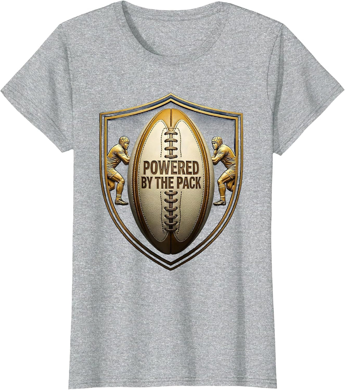 Powered by the Pack Rugby Graphic Design T-Shirt - Heather Grey