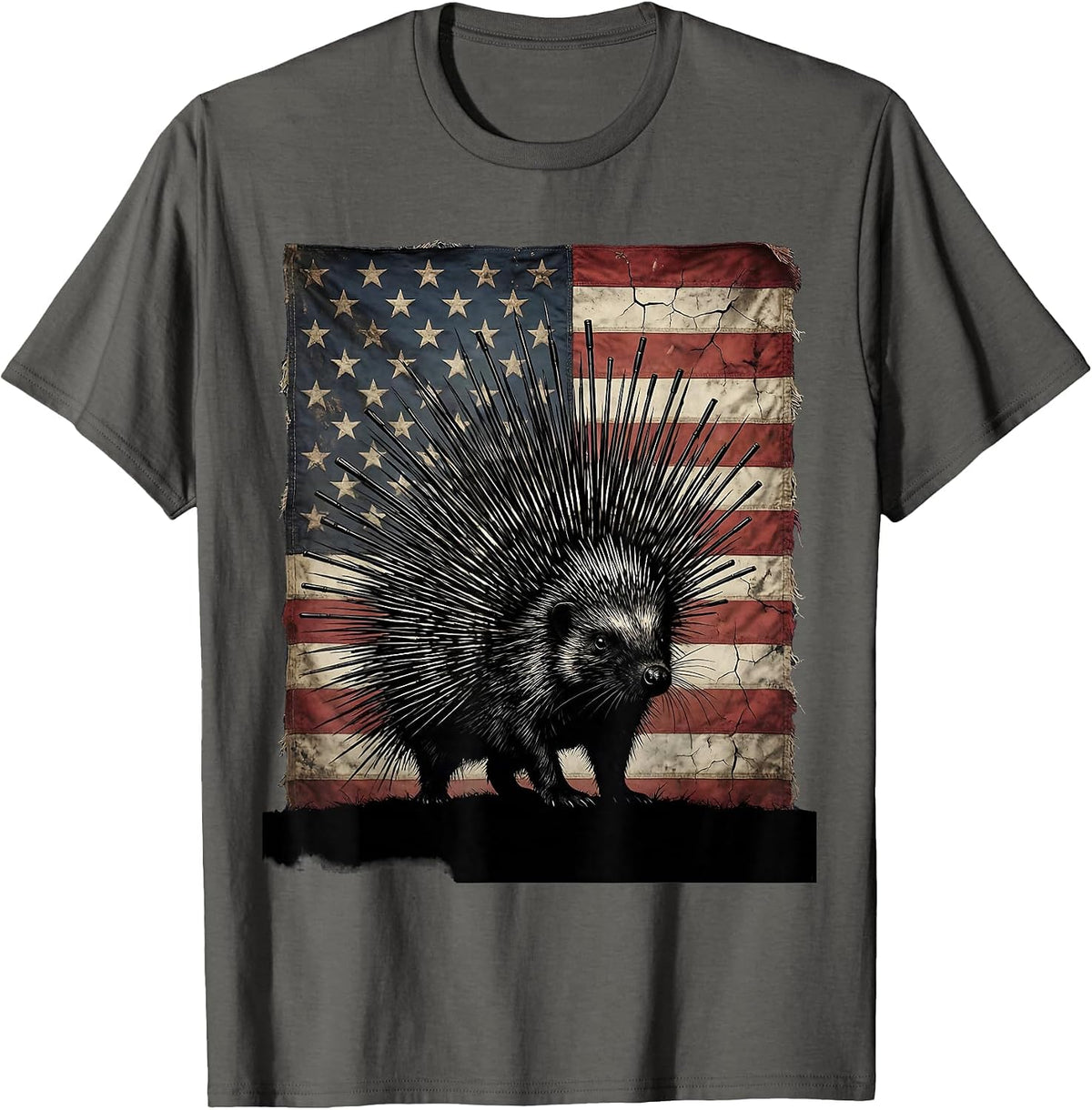 2nd Amendment Porcupine Rifle Quills Graphic T-Shirt - Asphalt Grey