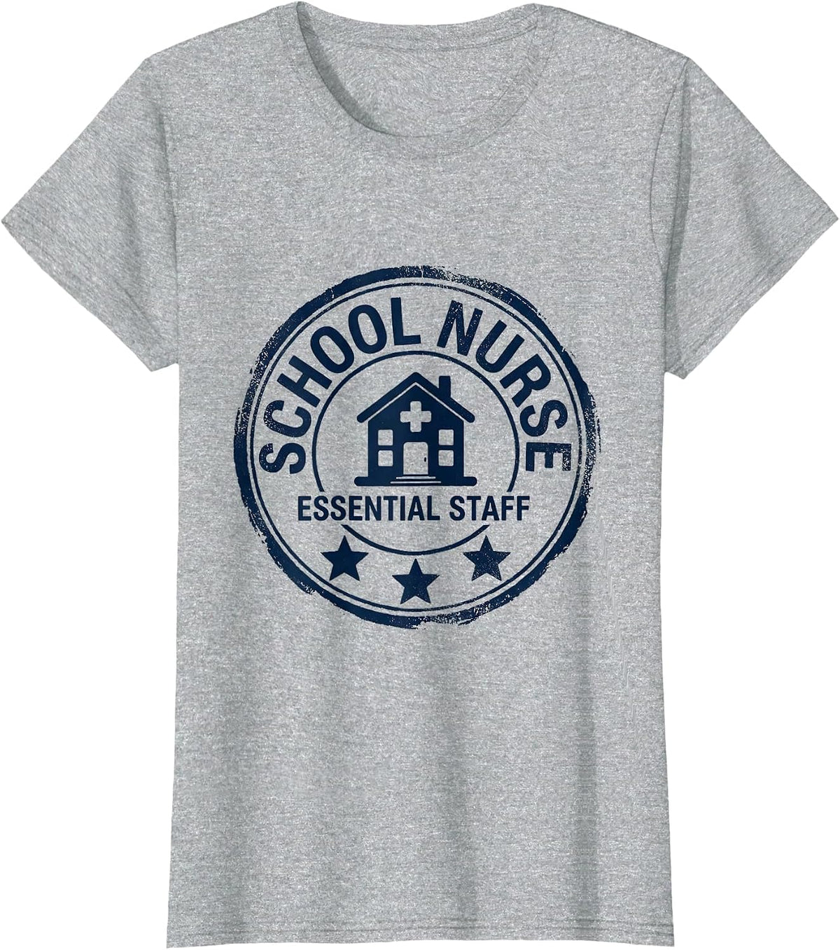 School Nurse Essential Staff Rubber Stamp Playful Humor T-Shirt - Heather Grey