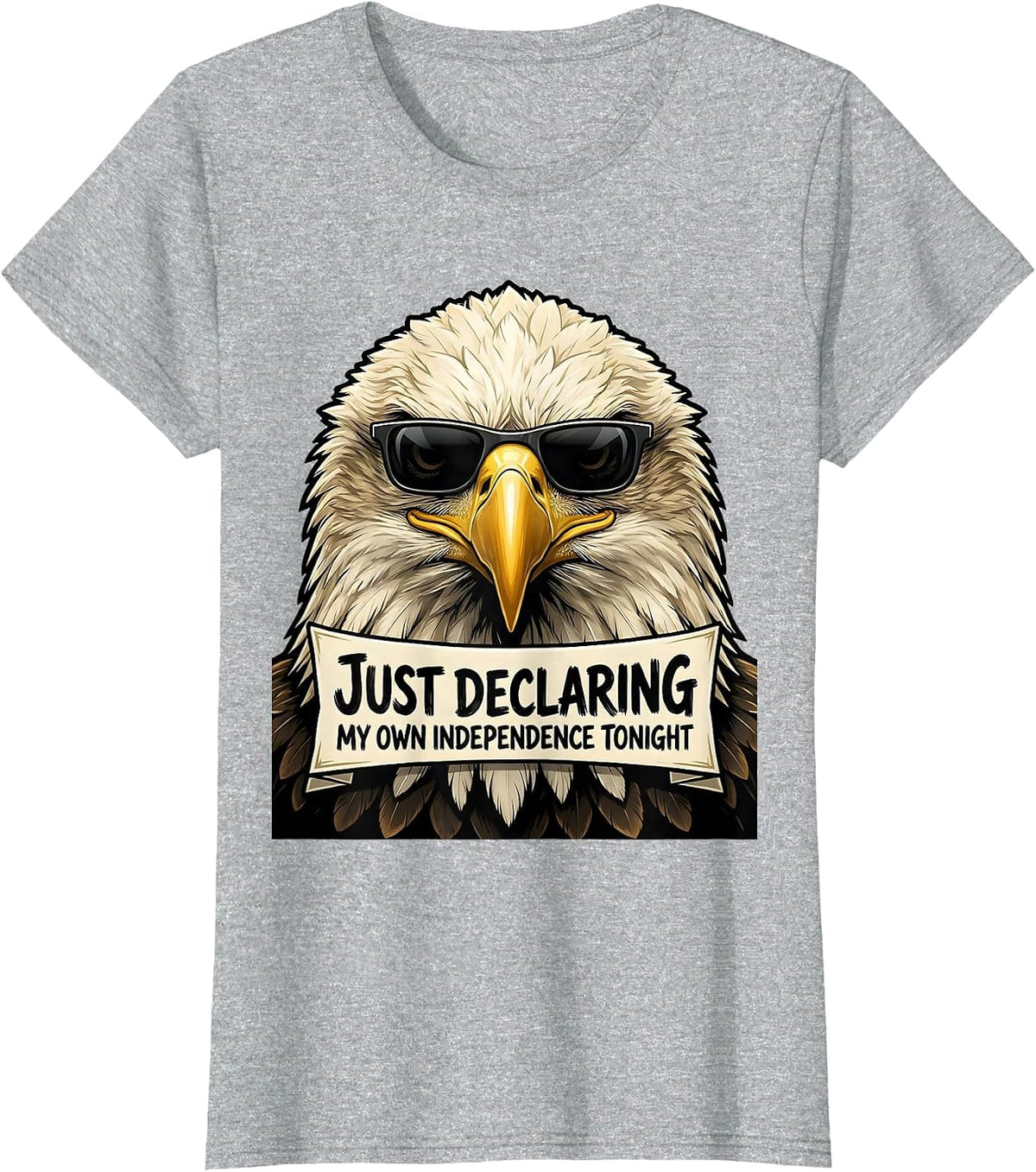 Just Declaring My Own Independence Tonight Funny Bald Eagle T-Shirt - Heather Grey