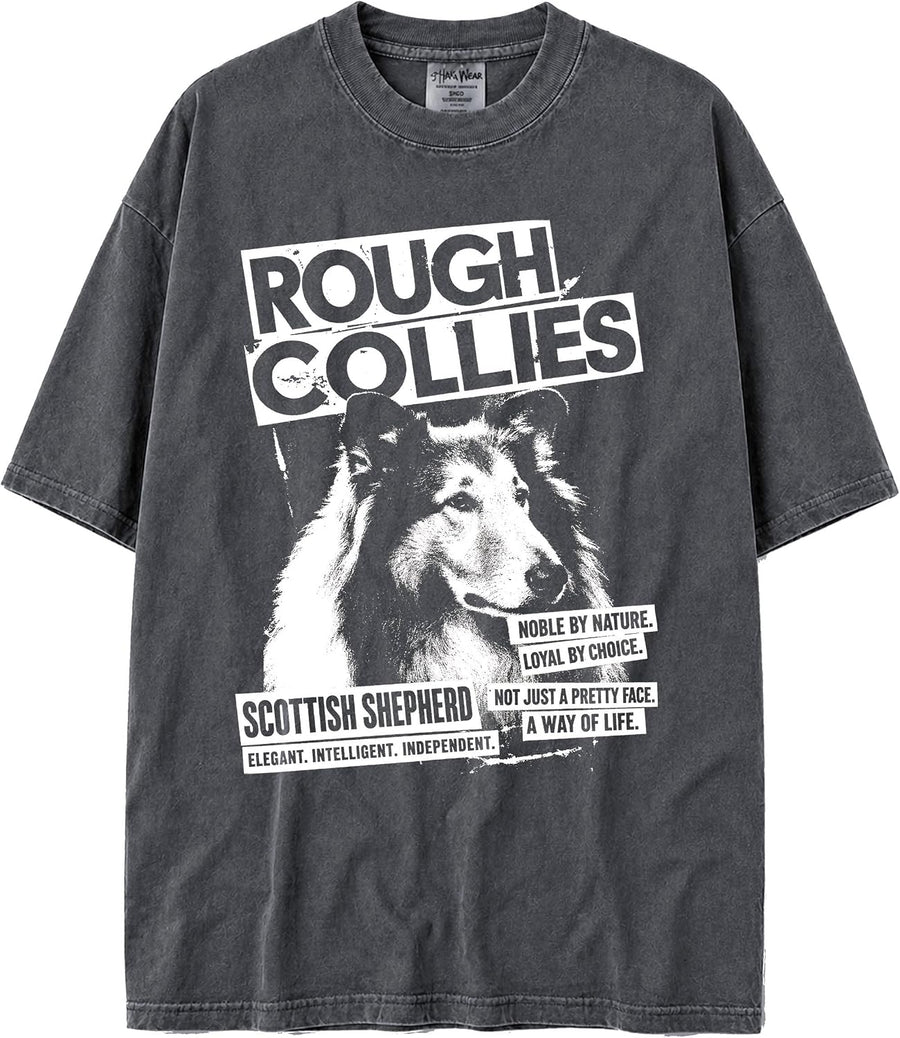 U.S.A. MAX-Heavyweight Punk Rock Animals Shaka Wear Oversized 7.5oz Cotton Tshirt - Rough Collie