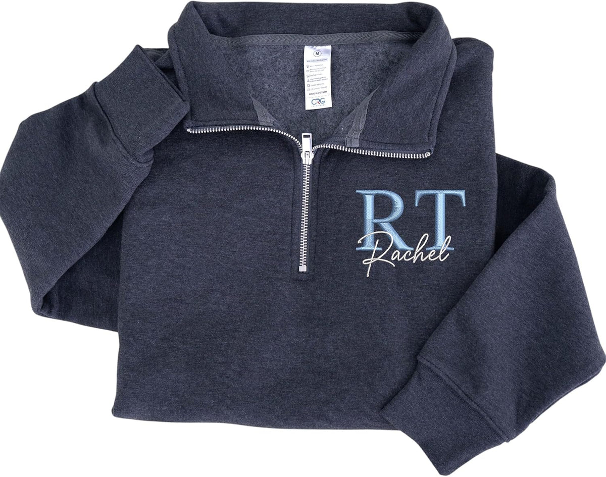 Personalized Embroidered Profession Quarter Zip Sweatshirt, Custom Workwear for Office, Clinic, Professional Gifts -