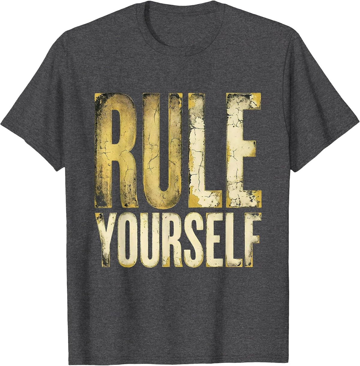 Rule Yourself No Kings Bold Graphic Design T-Shirt - Dark Heather Grey