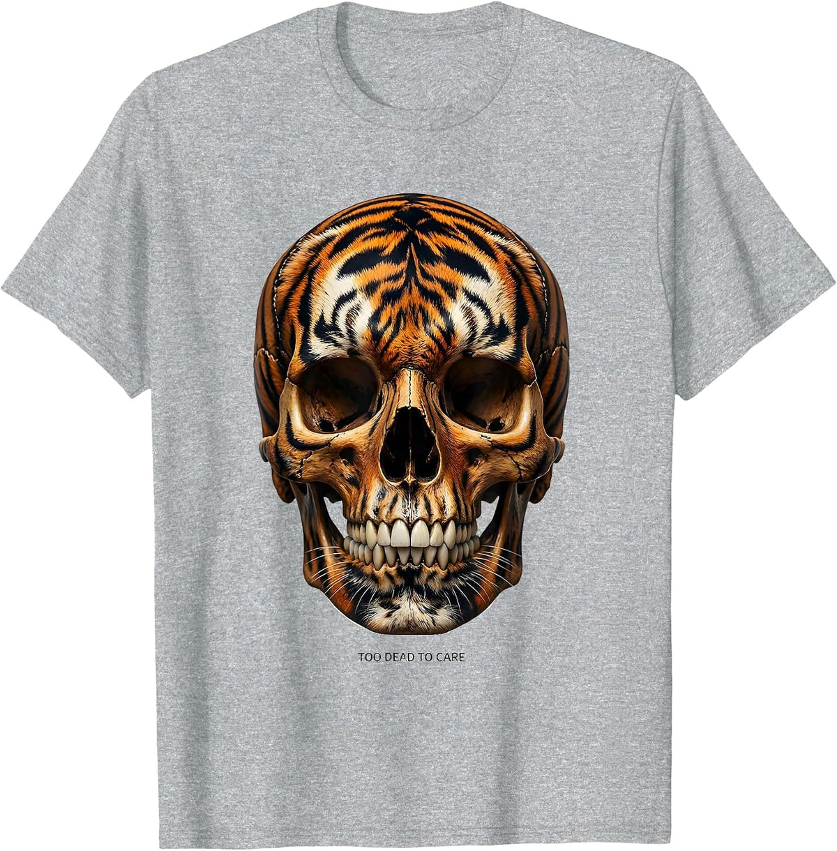 Men's Too Dead to Care Skull Graphic Design T-Shirt - Heather Grey