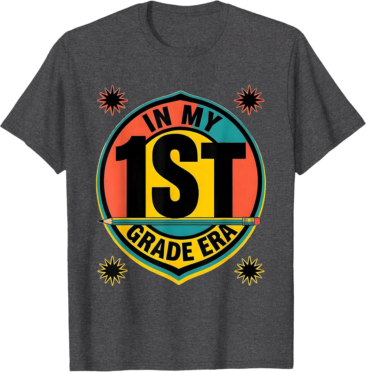In My First Grade Era Girl Tie Dye 1st Grade Back to School T-Shirt - Dark Heather Grey