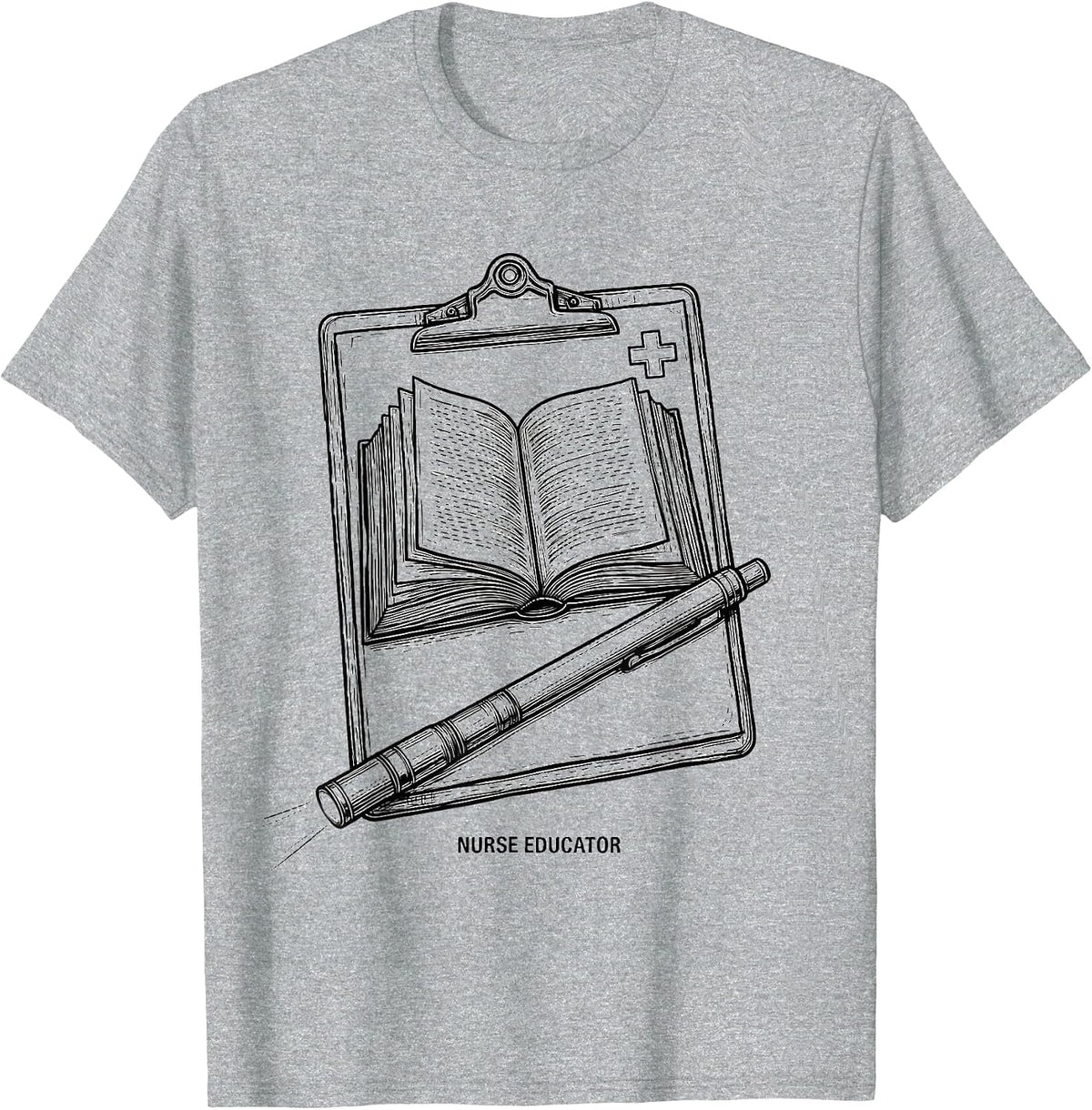 Men's Nurse Educator Line Art Healthcare School Nurse Gift T-Shirt - Heather Grey