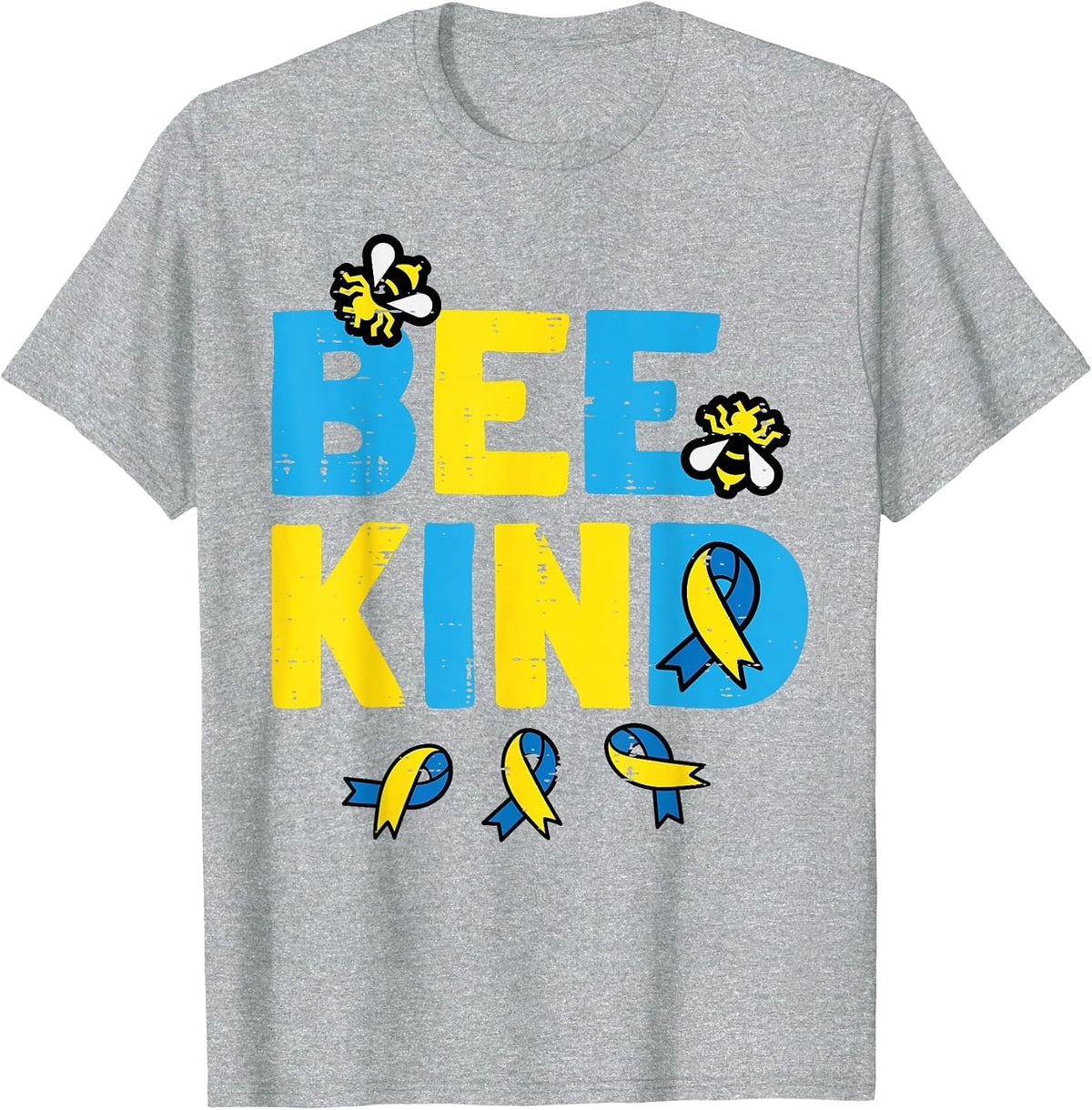 Down Syndrome Awareness Bee Kind Trisomy 21 Men Women Kids T-Shirt - Heather Grey
