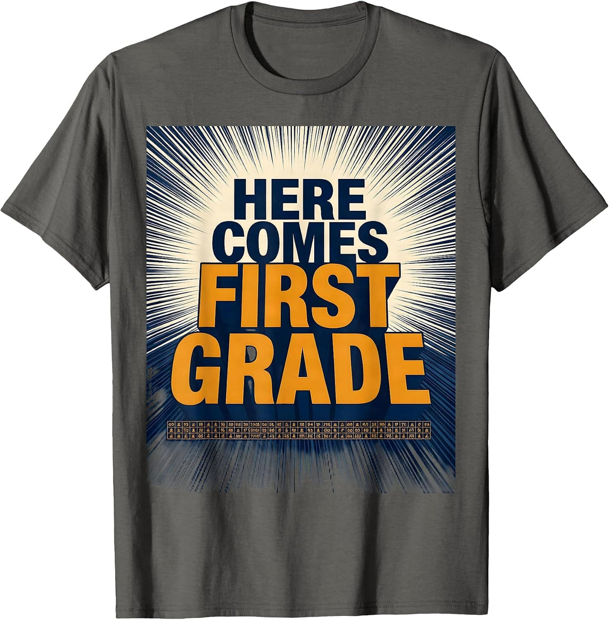 Here Comes First Grade Retro Groovy Vintage First Day Of T-Shirt - Asphalt Grey