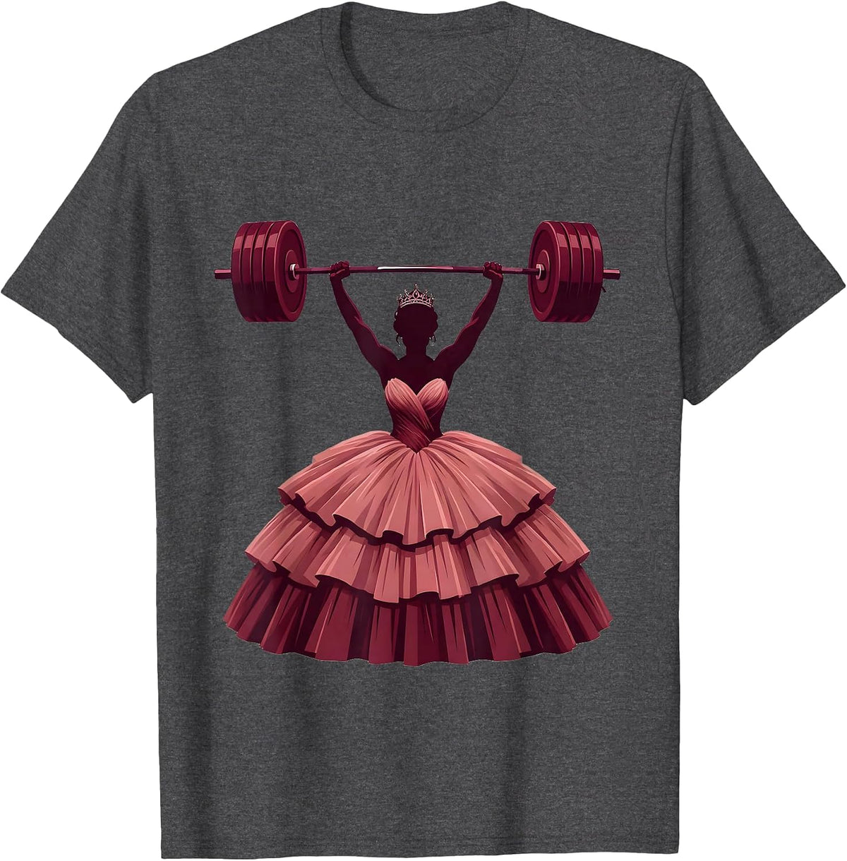 Weight Lifting Ball Gown Funny Workout Art T-Shirt - Dark Heather Grey