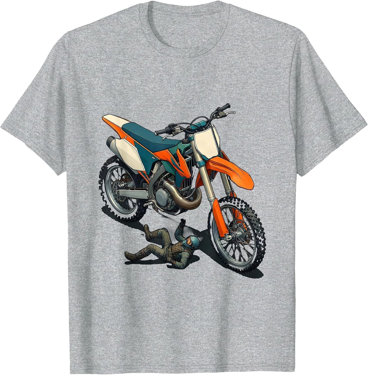 Men's Dirt Bike Crash Funny Motocross Rider Gift T-Shirt - Heather Grey