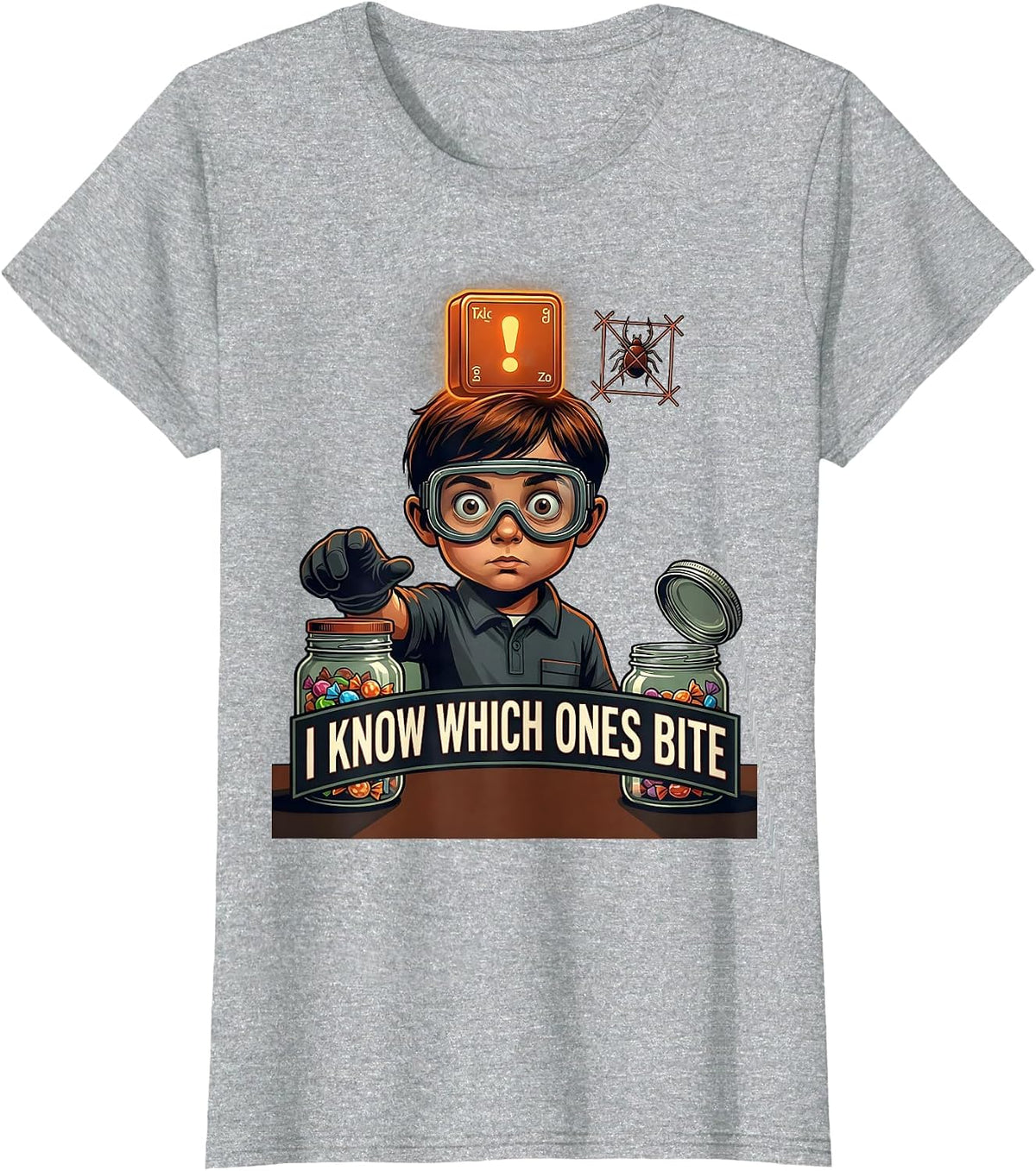 Women's I Know Which Ones Bite Funny Periodic Table Chemistry T-Shirt - Heather Grey