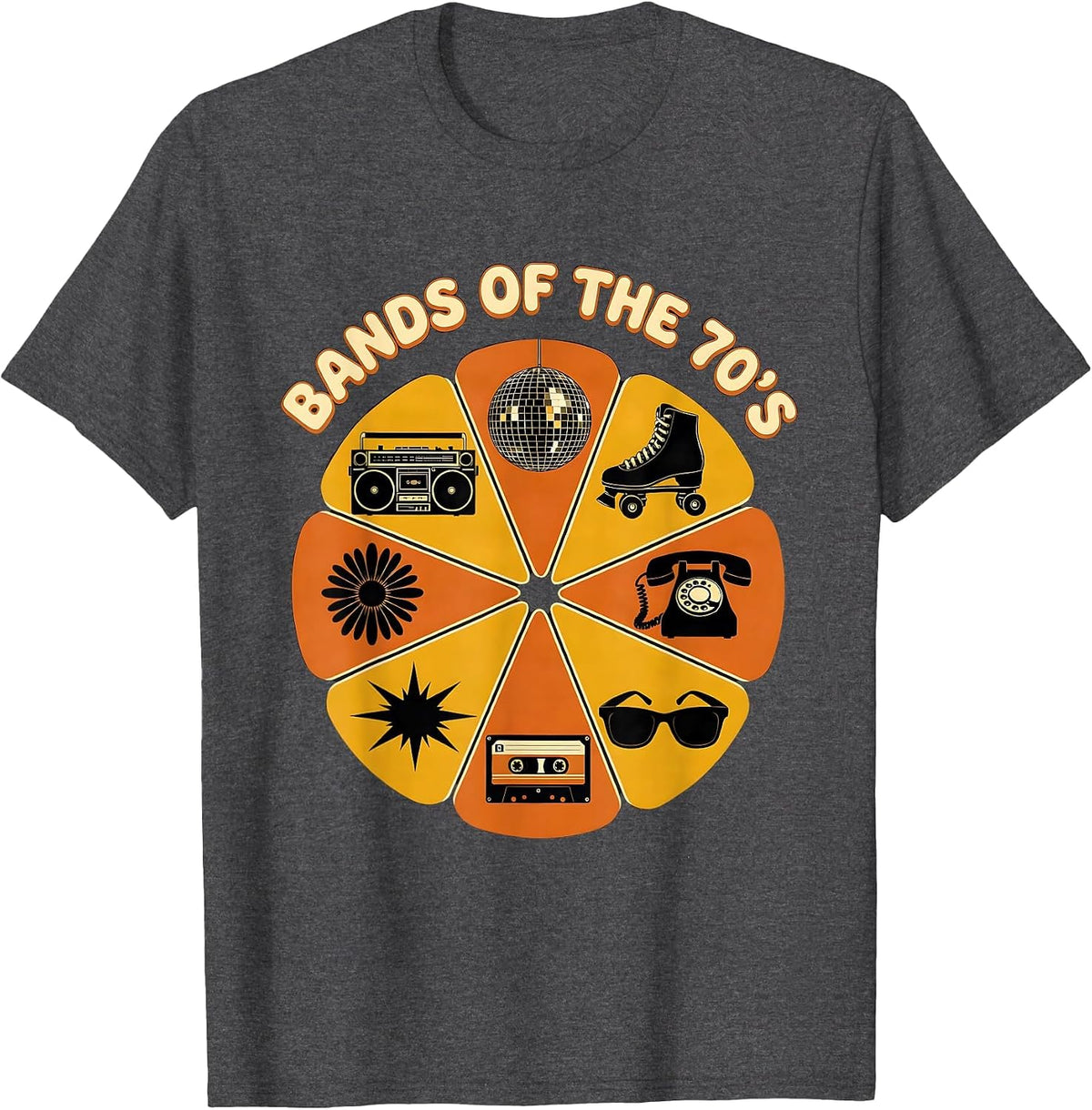 Bands Of The 70's Retro Vintage Classic Rock Music Fan Gift T-Shirt - Dark Heather Grey