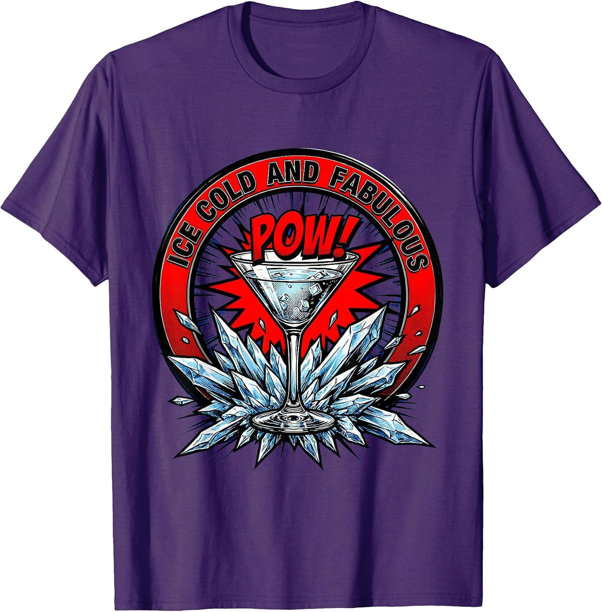 Ice Cold and Fabulous Martini Cocktail Design T-Shirt - Purple