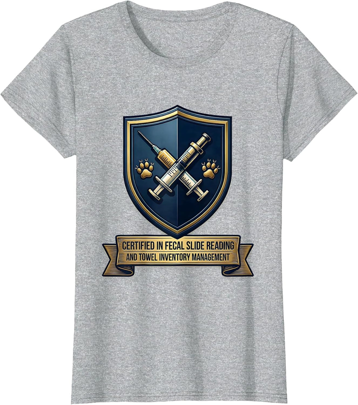 Certified In Fecal Slide Reading Vet Tech Humor T-Shirt - Heather Grey