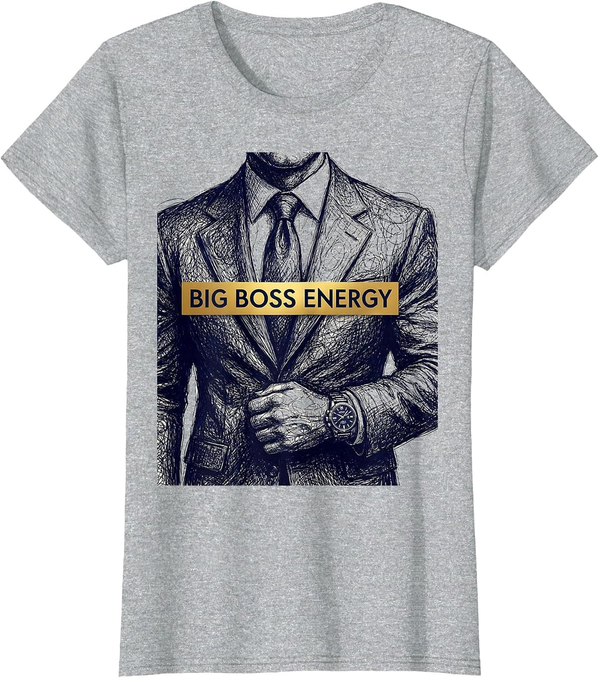 Big Boss Energy Bold Graphic Design T-Shirt - Heather Grey
