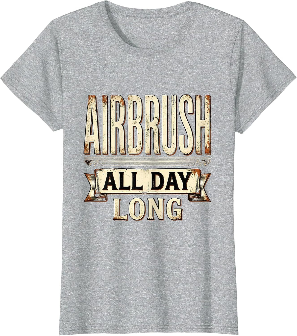 Airbrush All Day Long Spray Art Design T-Shirt - Heather Grey