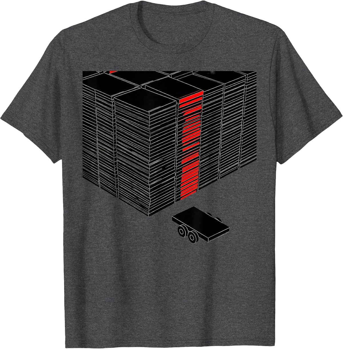Stacked Cartons American Flag Trucker Semi Driver T-Shirt - Dark Heather Grey