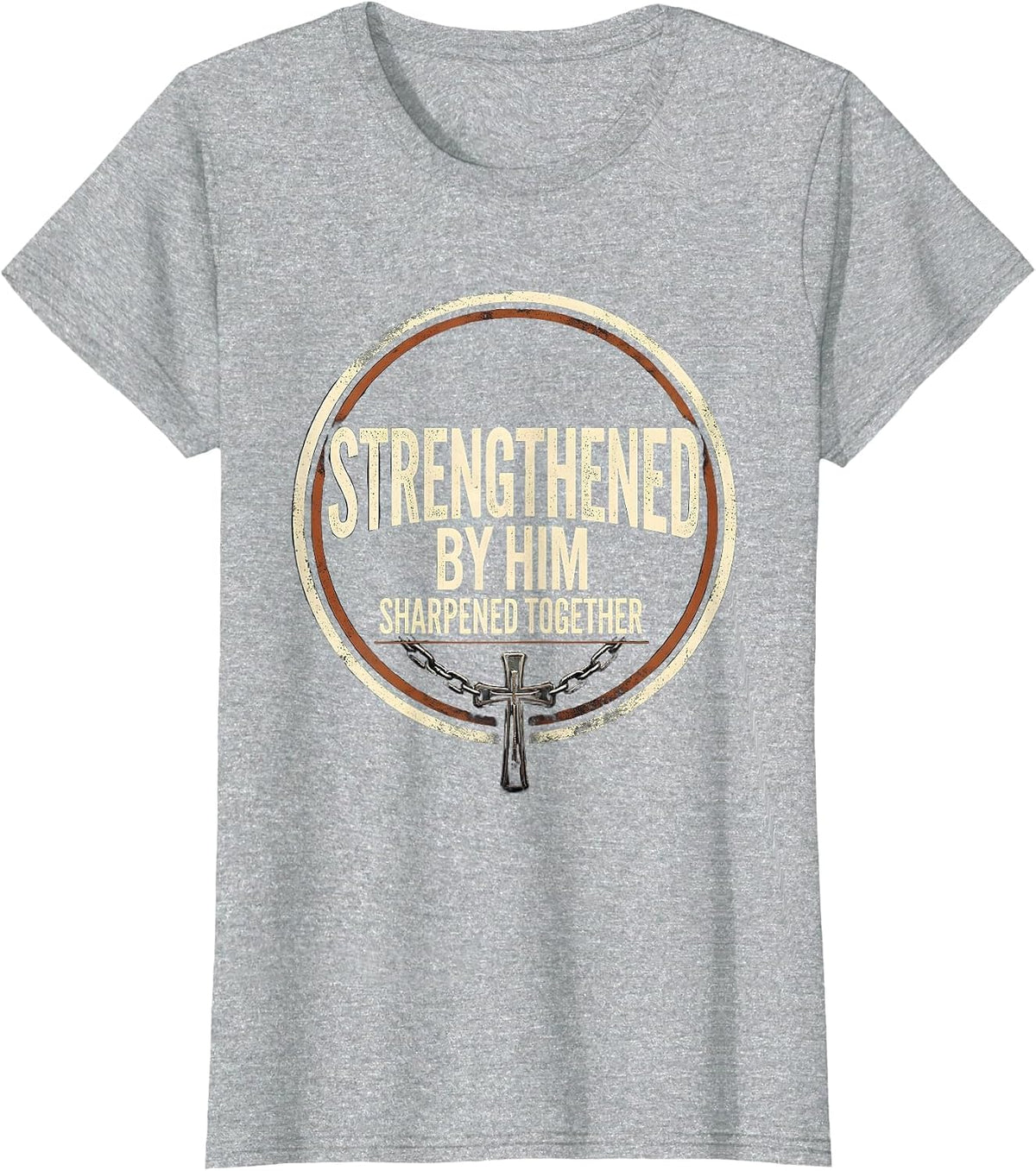 Strengthened By Him Sharpened Together Christian Gym T-Shirt - Heather Grey