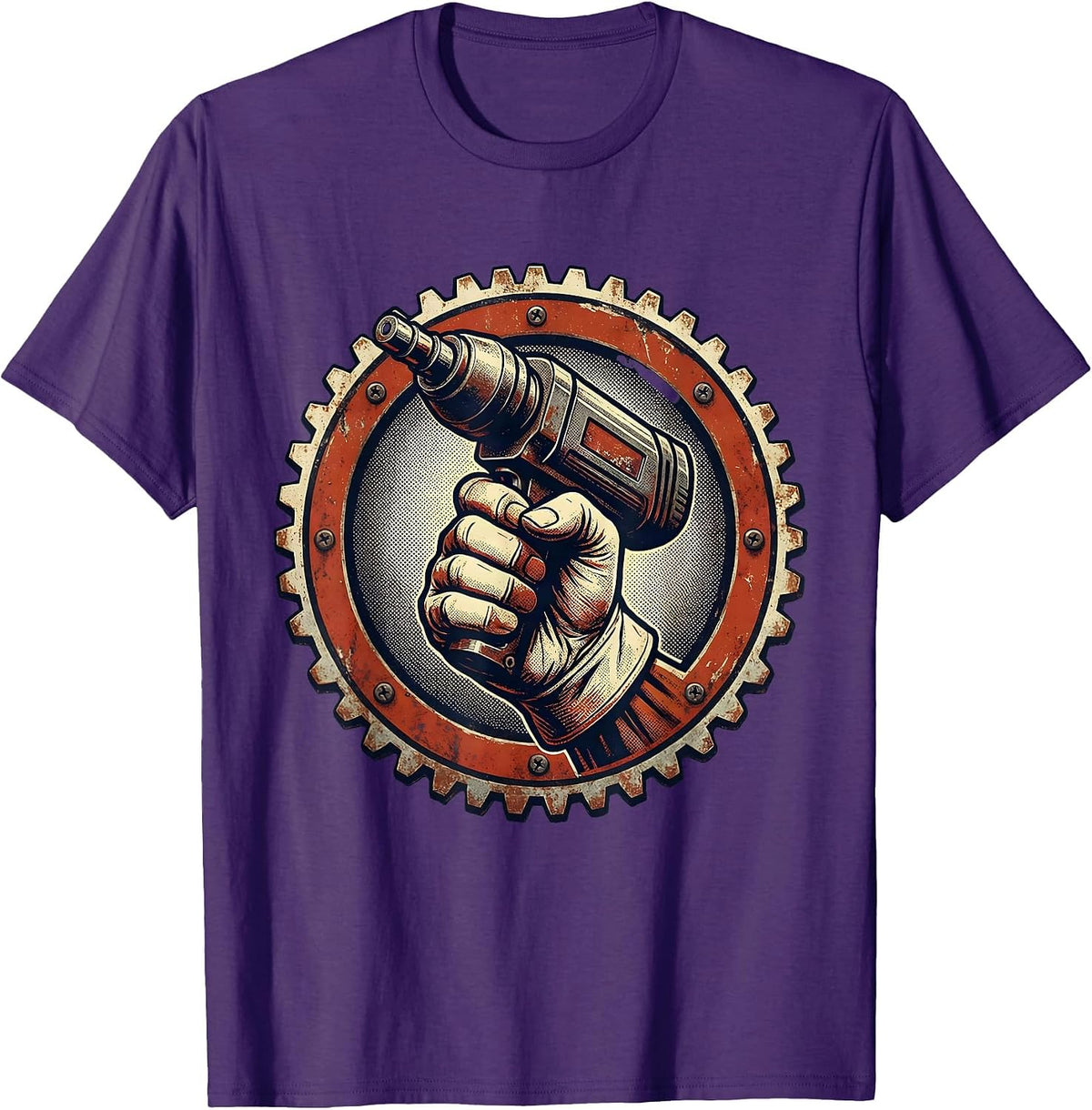 Rosie the Riveter Riveting Gun Illustration T-Shirt - Purple