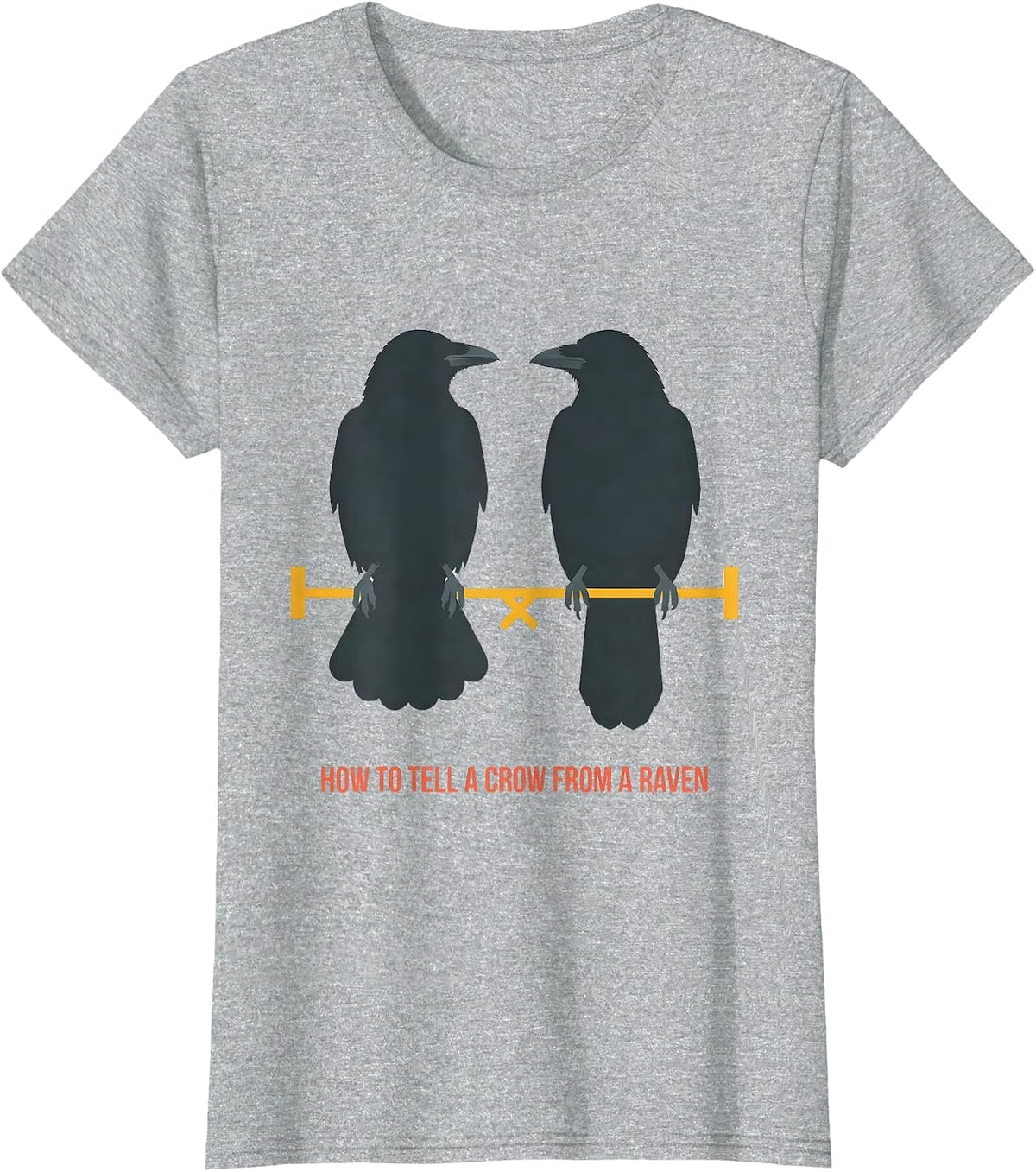 How To Tell A Crow From A Raven Funny Bird Watching Birding T-Shirt - Heather Grey