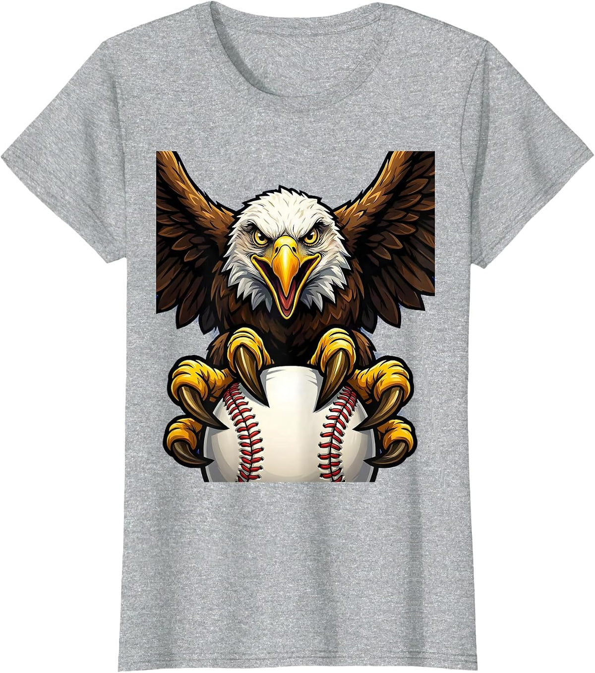 Eagle Clutching Baseball Graphic Tee T-Shirt - Heather Grey