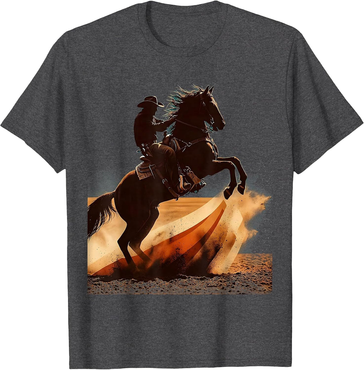 Men's Rodeo Horse and Rider Arena Dust Cloud Graphic T-Shirt - Dark Heather Grey