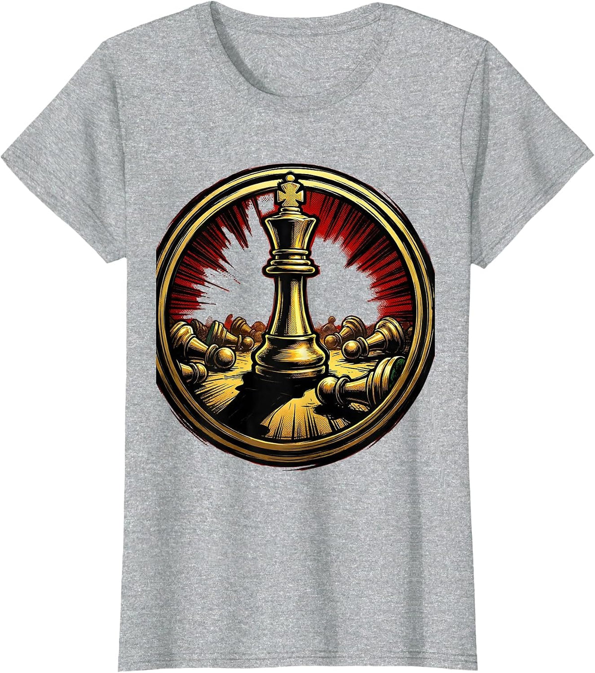 Chess King Lone Victor Illustration T-Shirt - Heather Grey